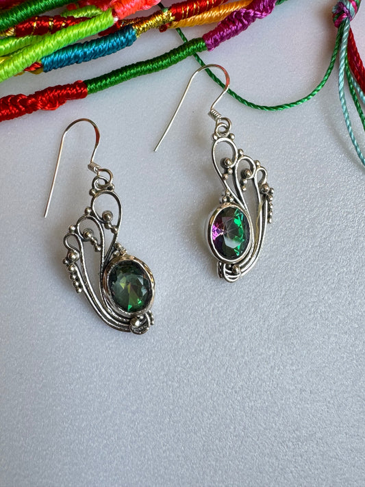 925 mystic stone silver earrings