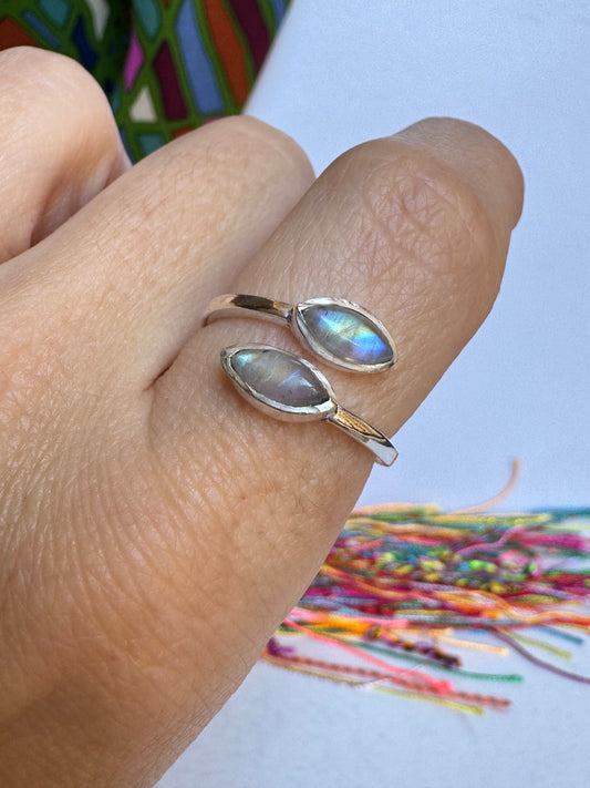 Boho Silber Mondstein Ring