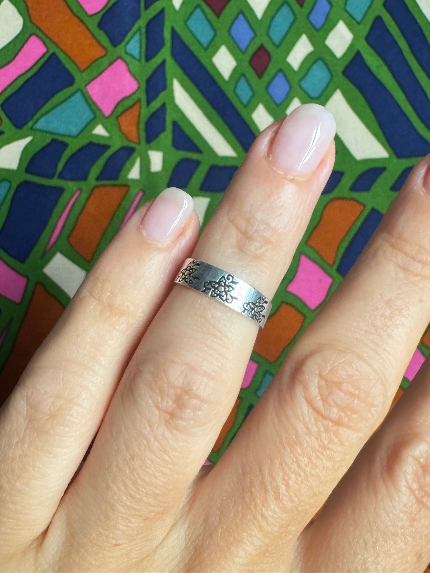 925 Silberring Phalanx oder verstellbares Fußband mit kleinen Blumen 1