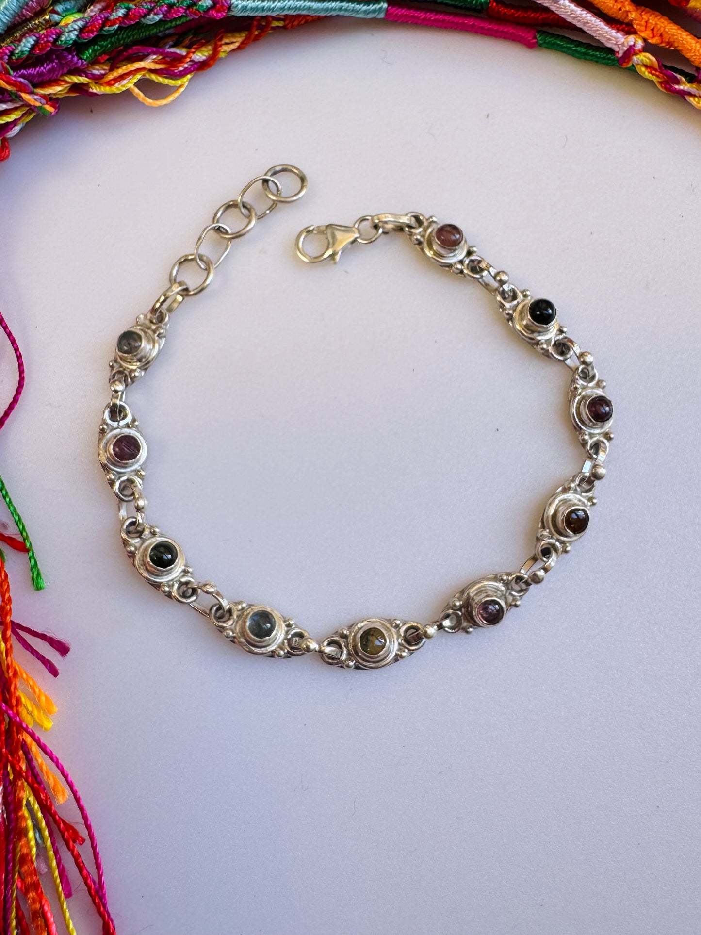 925er Silber Turmalinarmband B66