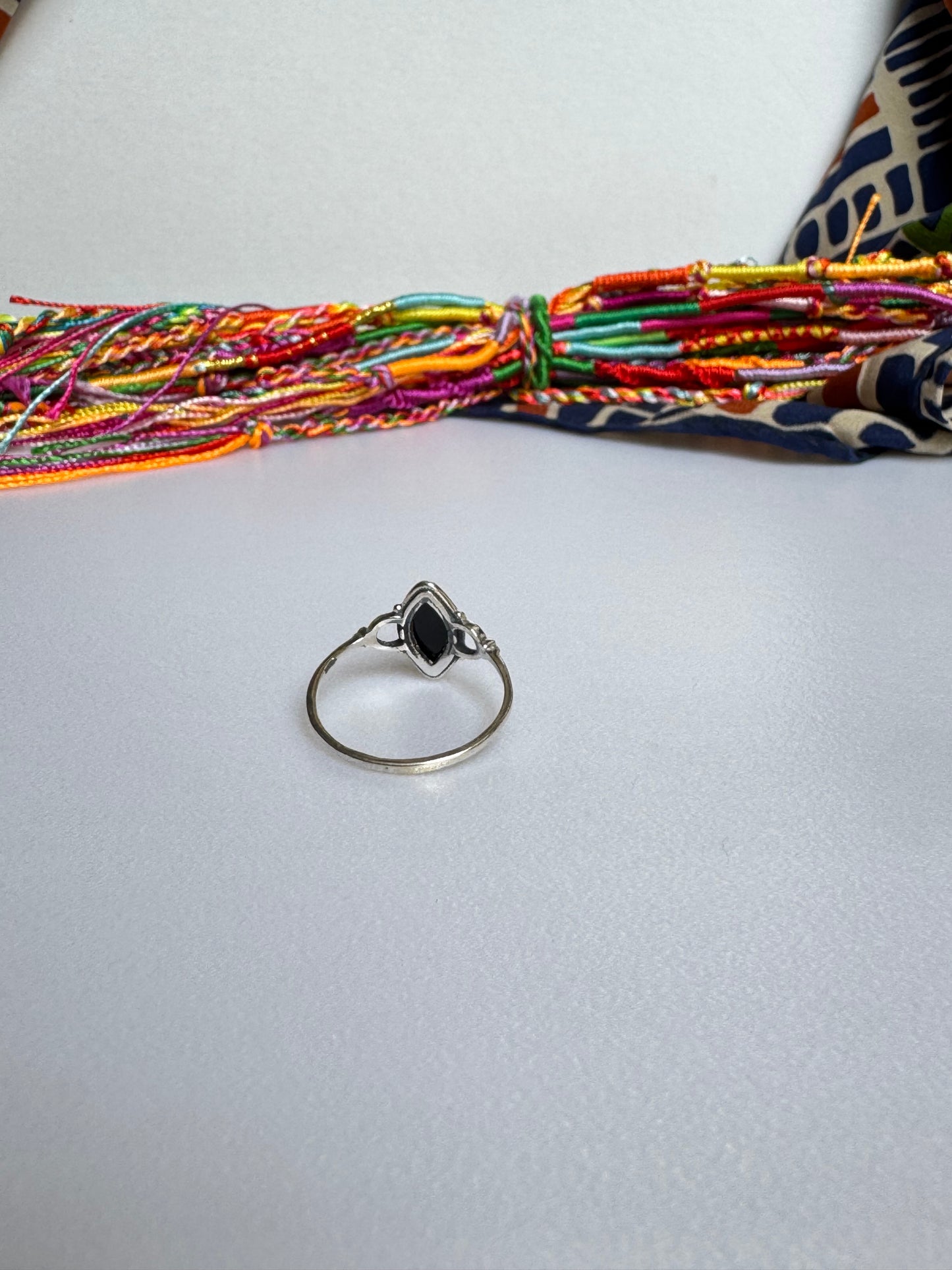 Anello argento 925 onice nero misura 19 - 2ON