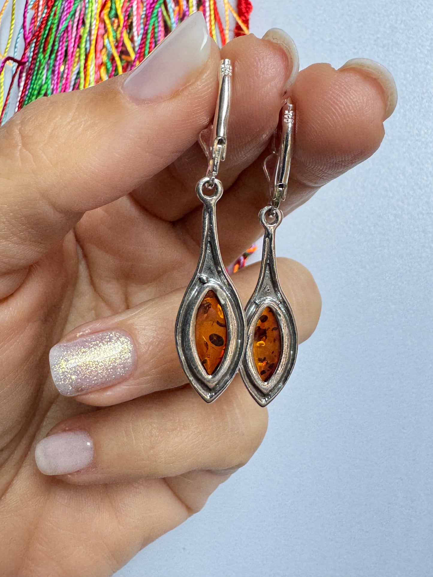 925 silver amber earrings 14AM