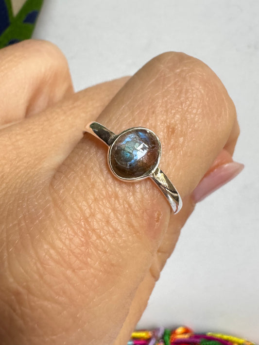 Anello argento 925 labradorite misura 21 - 36SZ DIFETTATO