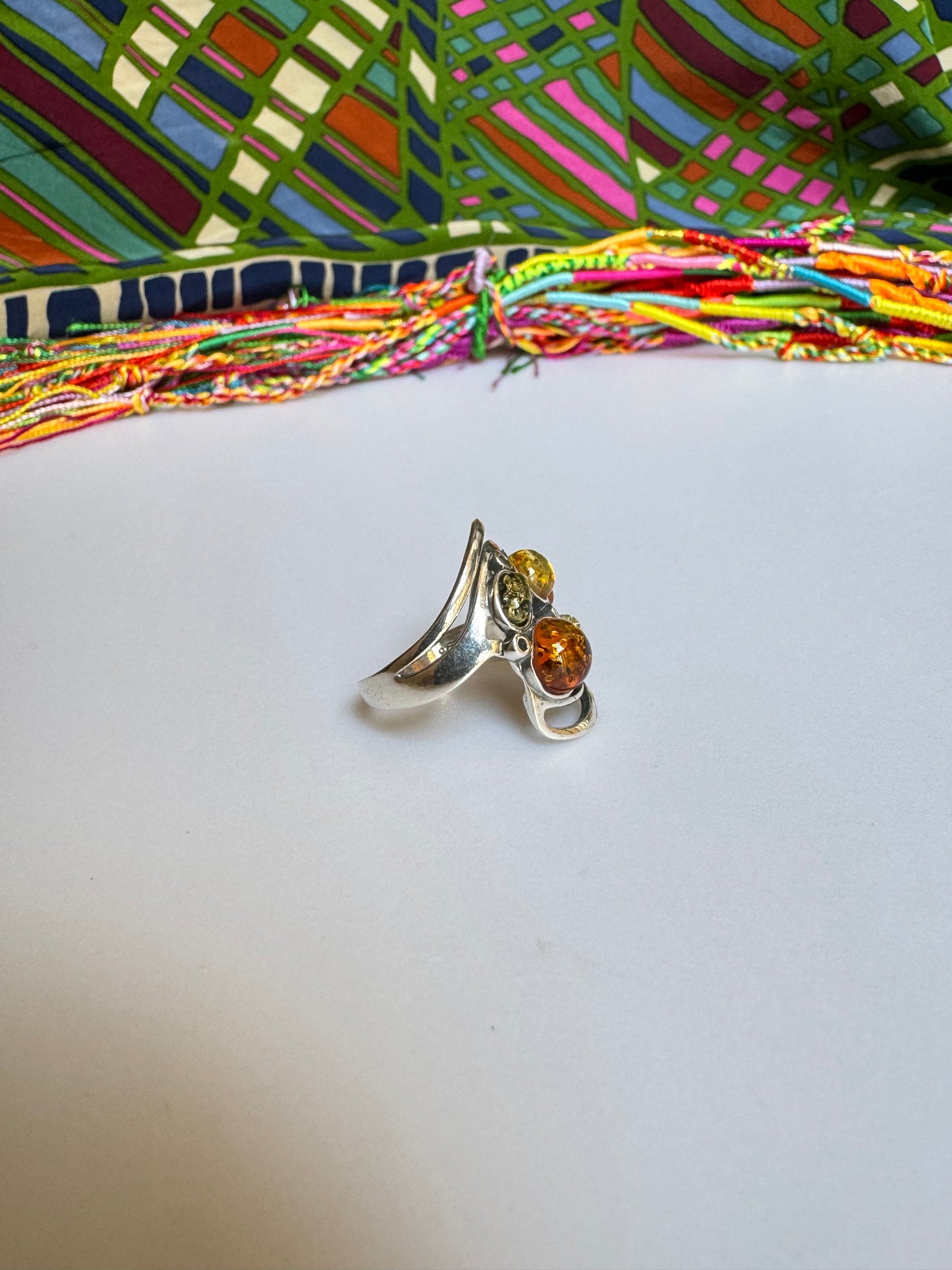 925 silver amber ring size 18 32A