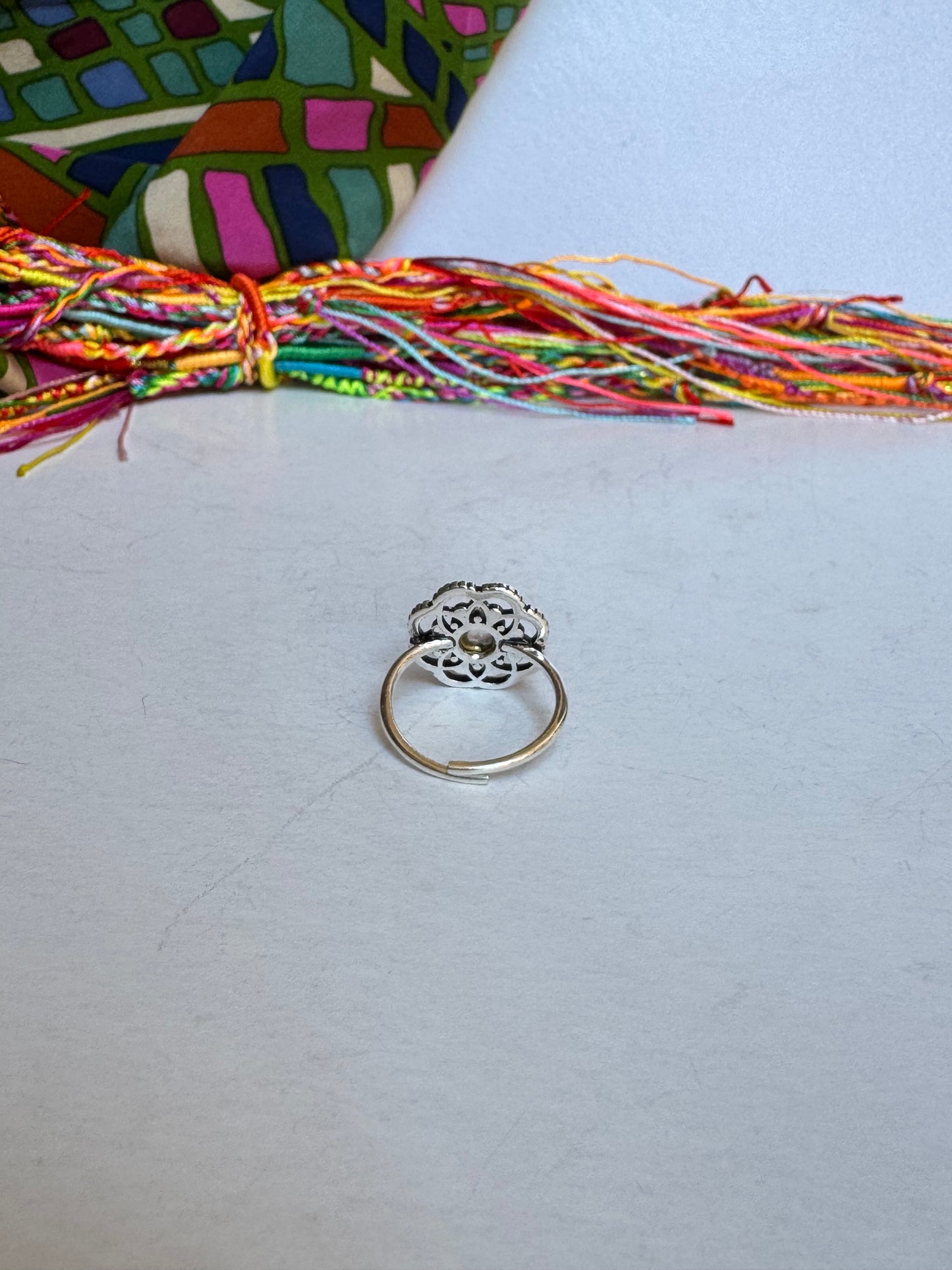 Anello boho argentato pietra di luna