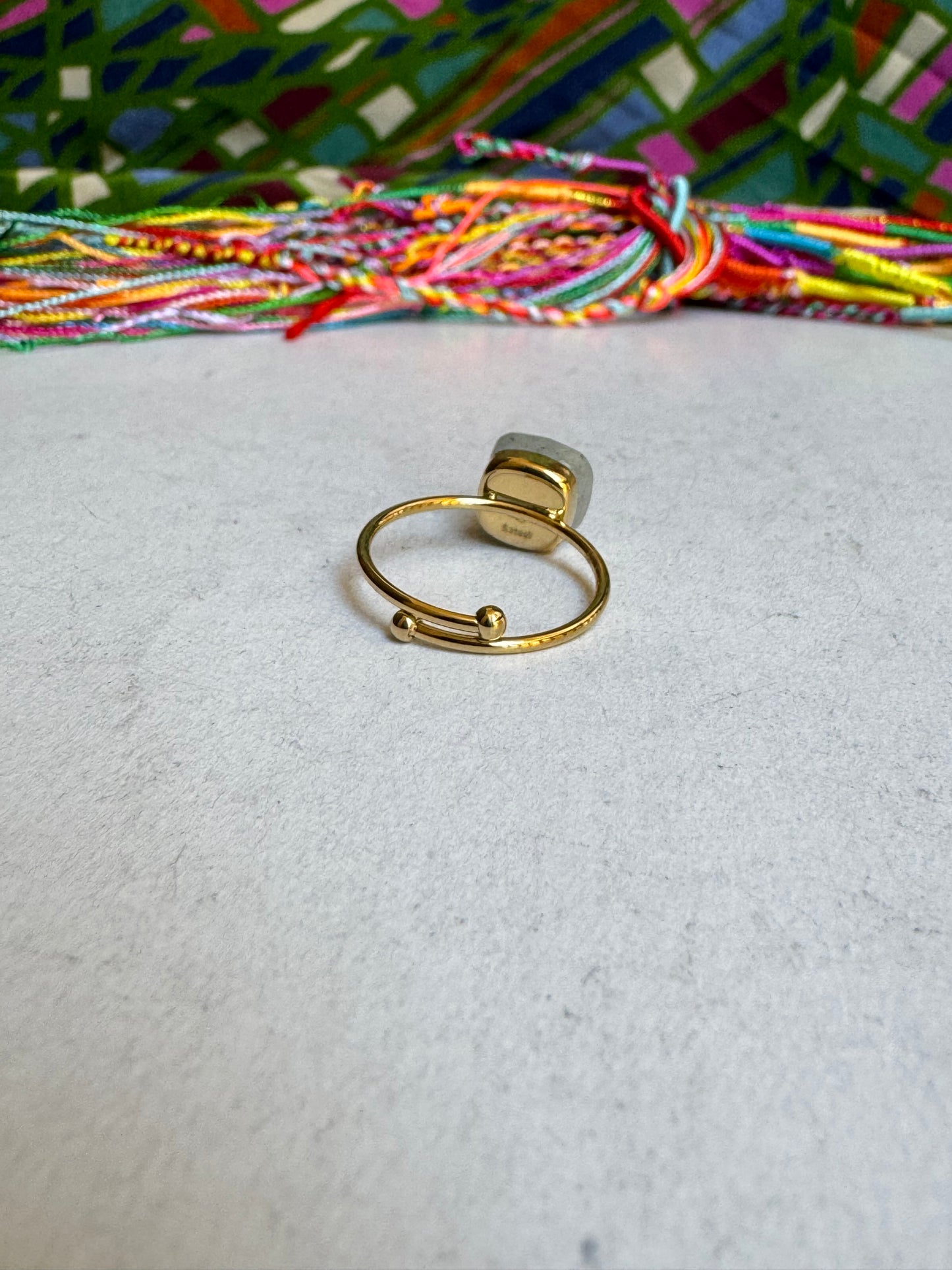 Gray golden steel ring