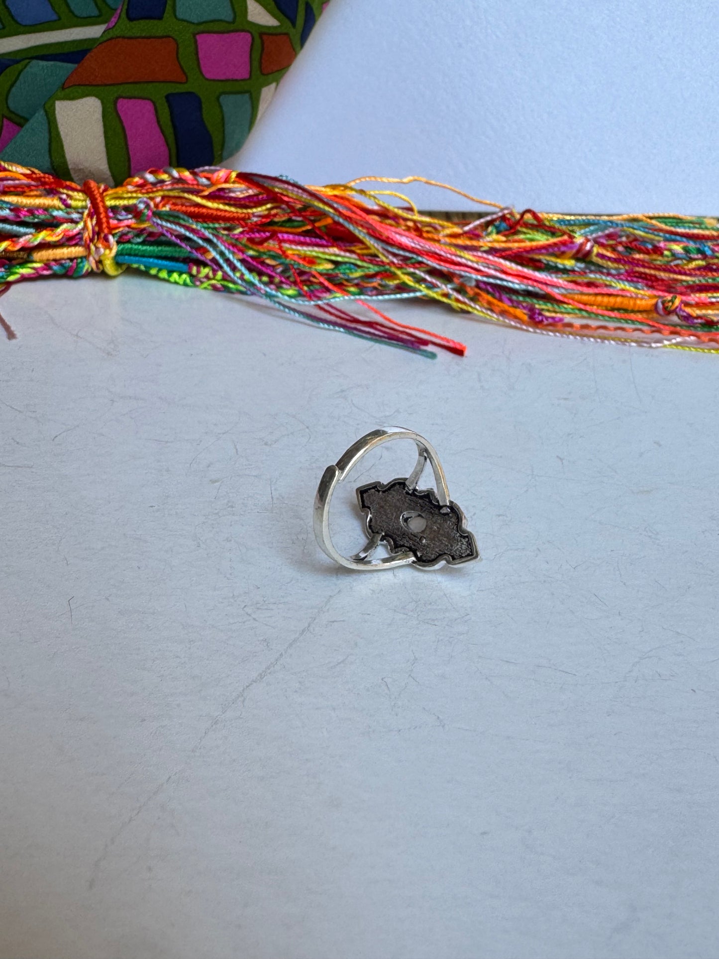 Anello boho argentato pietra di luna