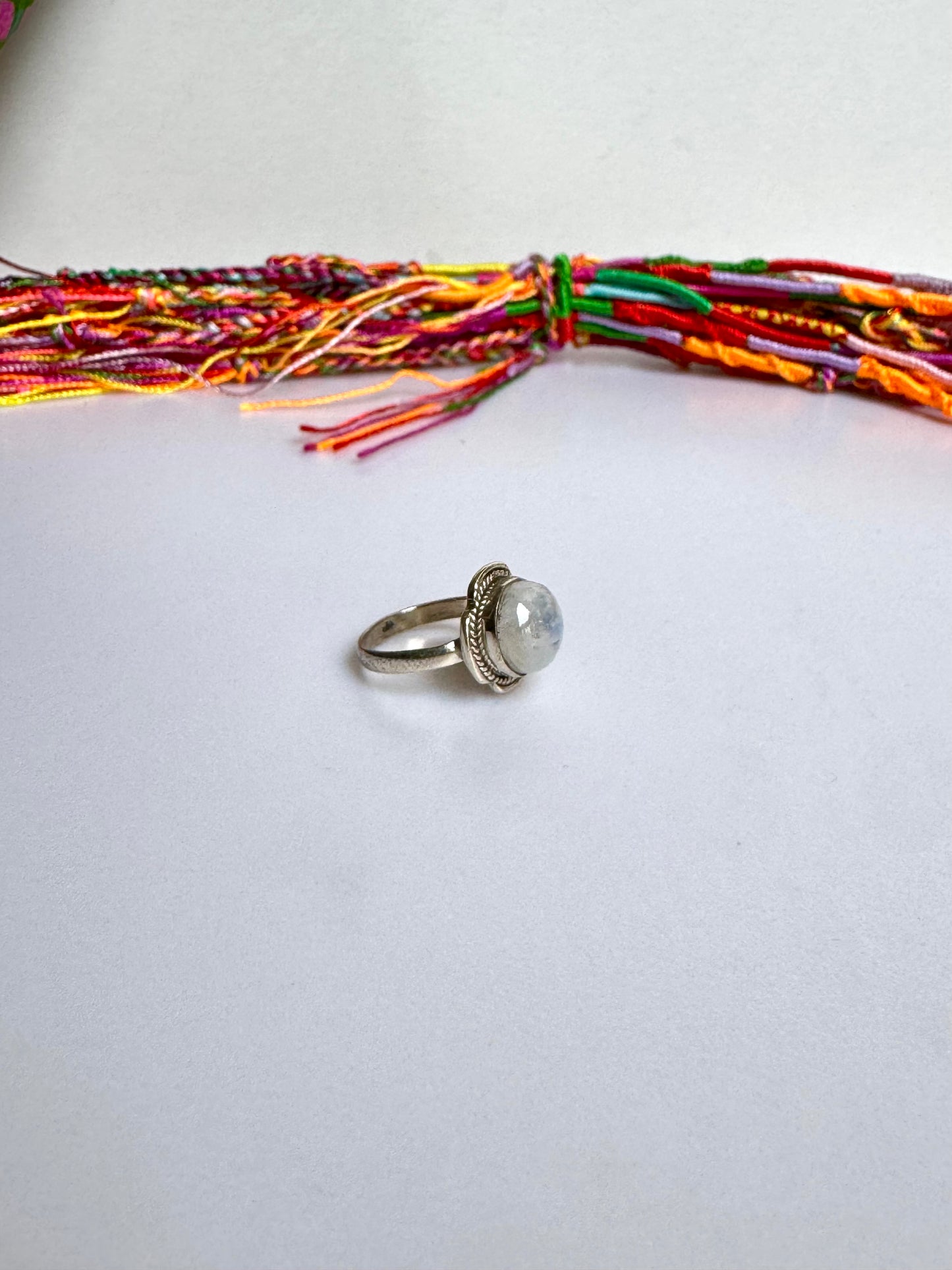 Anello argento 925 Pietra di luna arcobaleno misura 11 - 10SZ