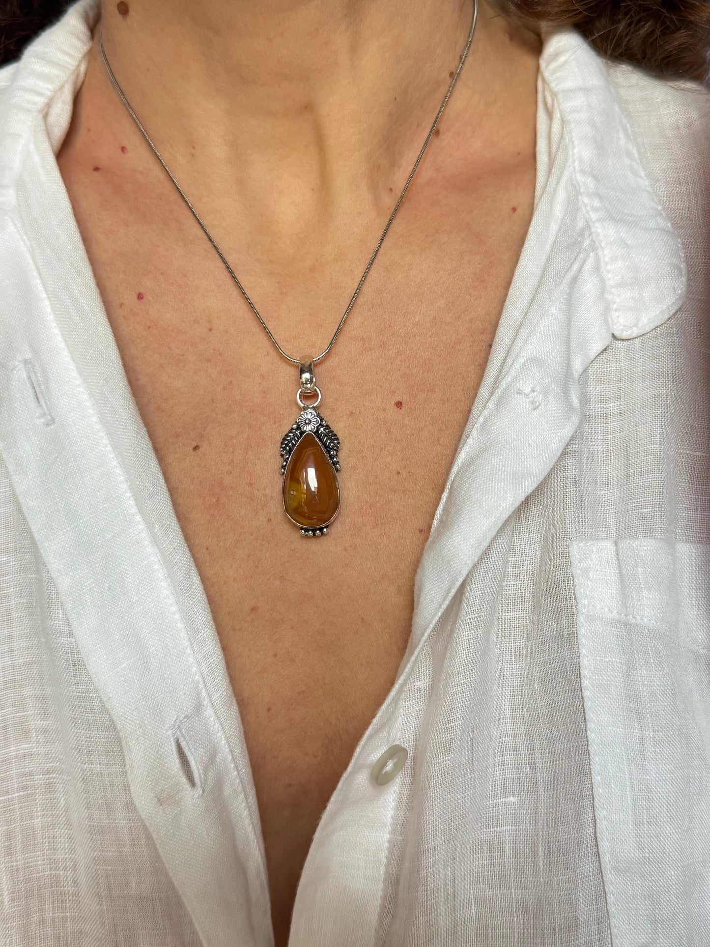 Ciondolo argentato agata