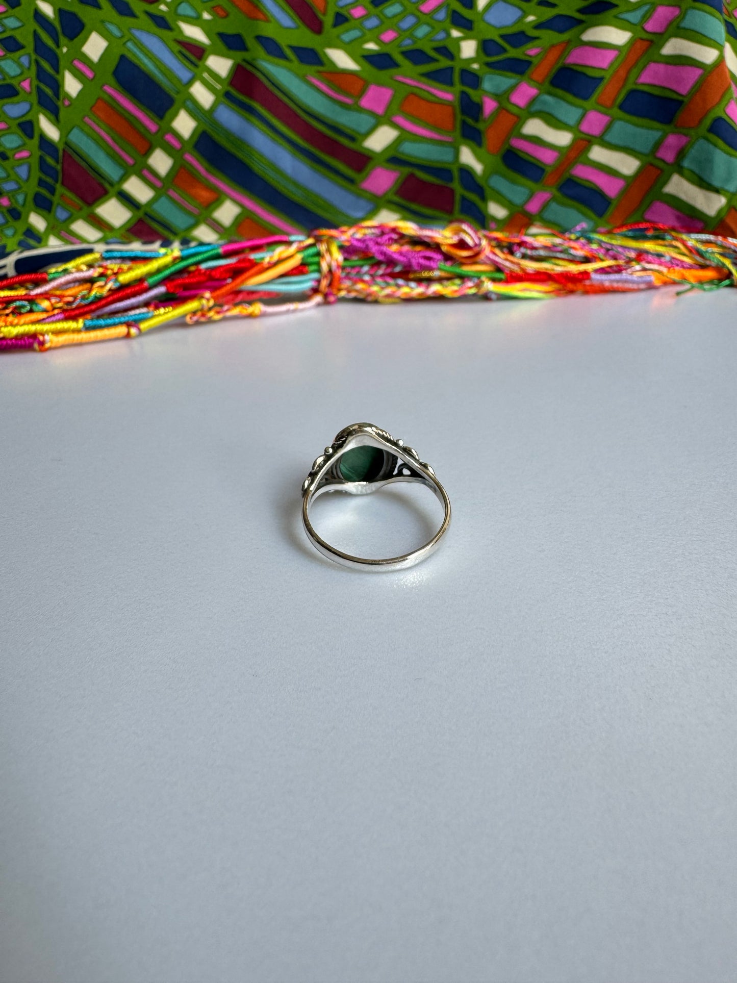 925 silver malachite ring size 17- Z27