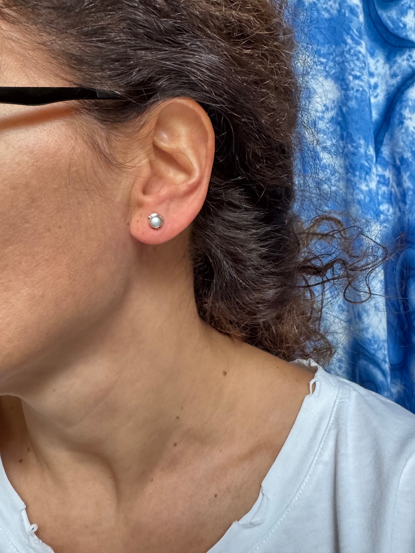 925 silver pearl mini lobe earrings