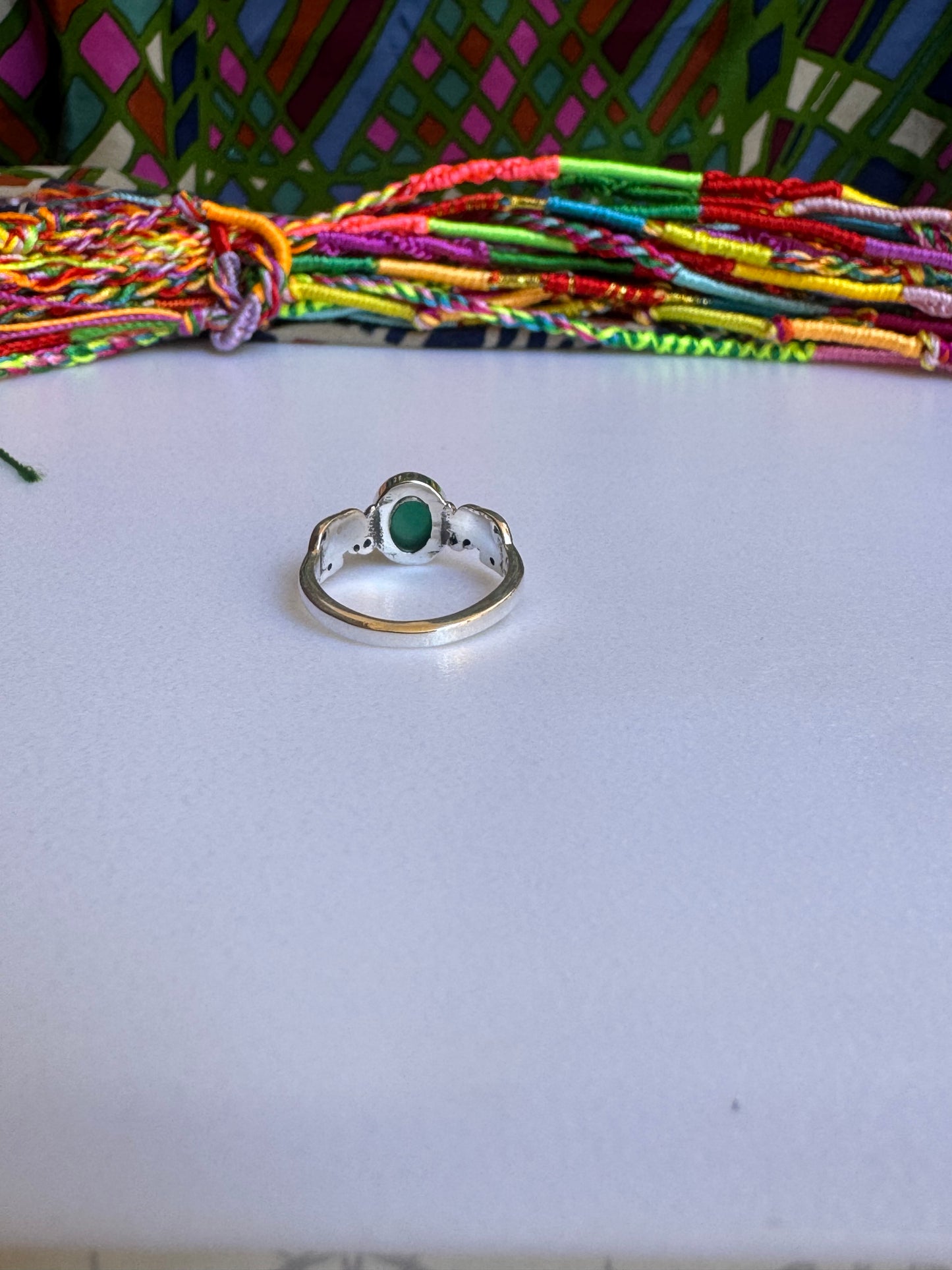 925er Silberring mit grünem Onyx, Größe 13 - G60