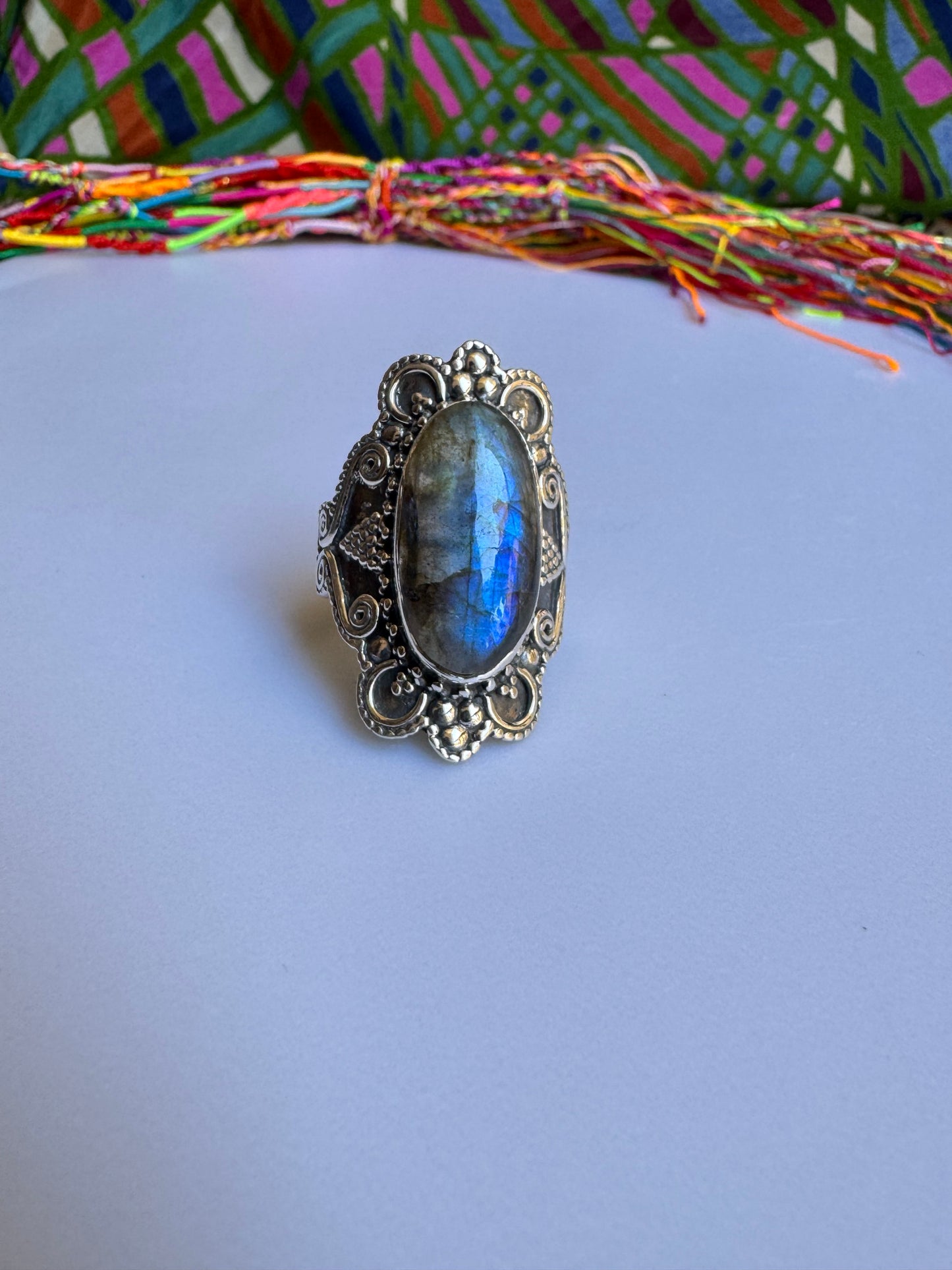 Labradorit 925 Silber Ring Größe 24 - F77