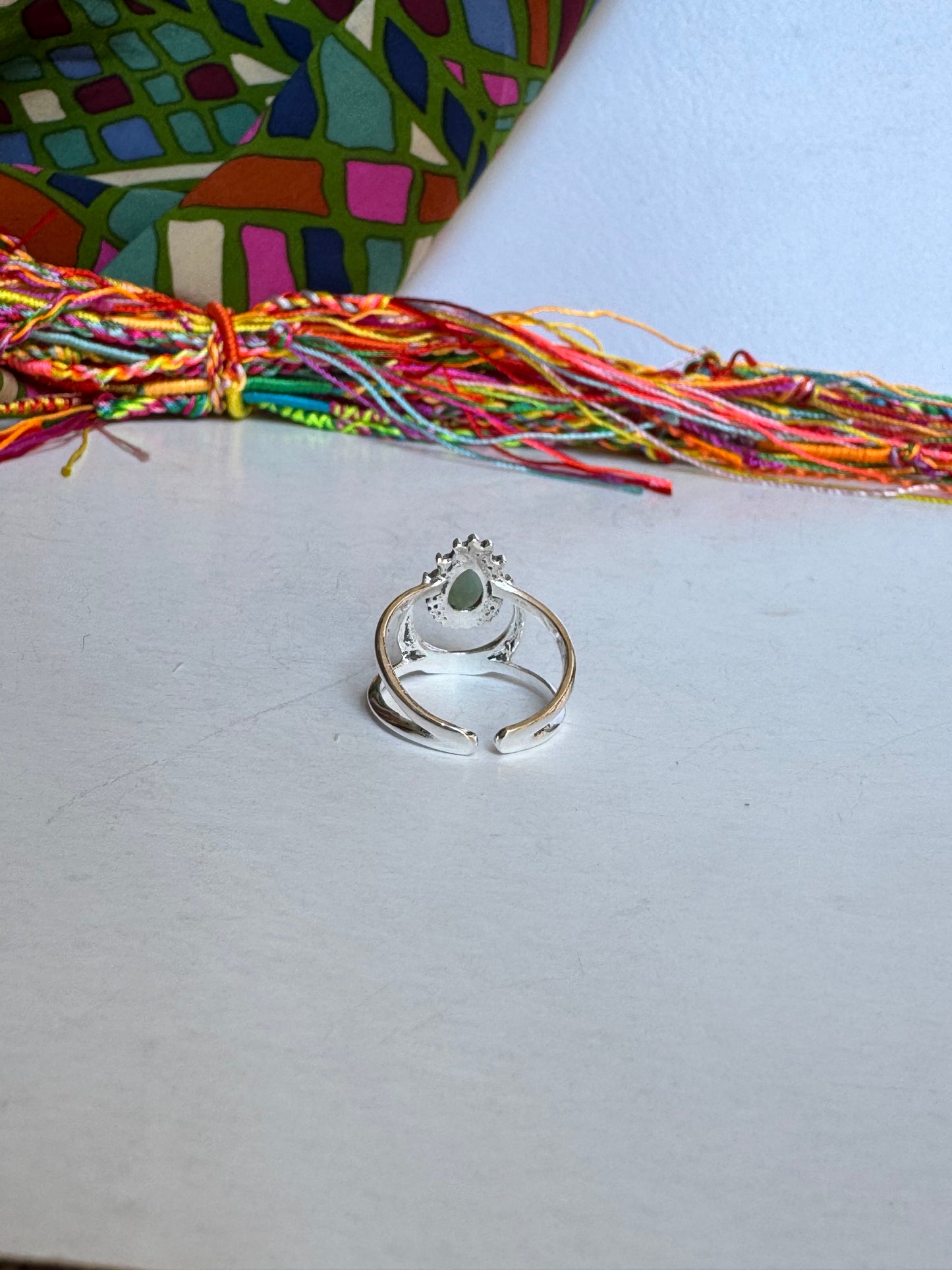 Anello boho argentato amazzonite