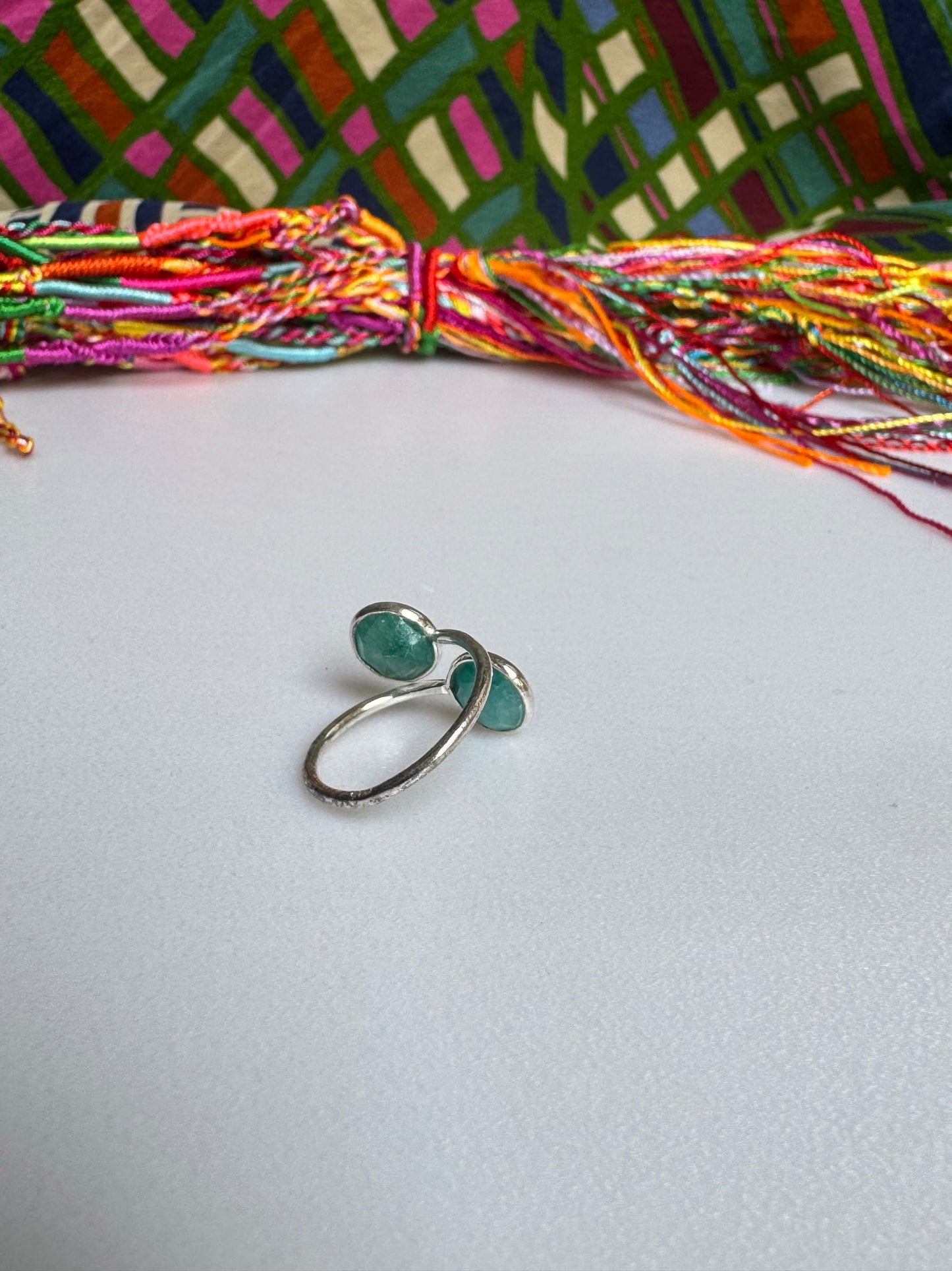 925 silver ring with adjustable emerald root, size 12.5-