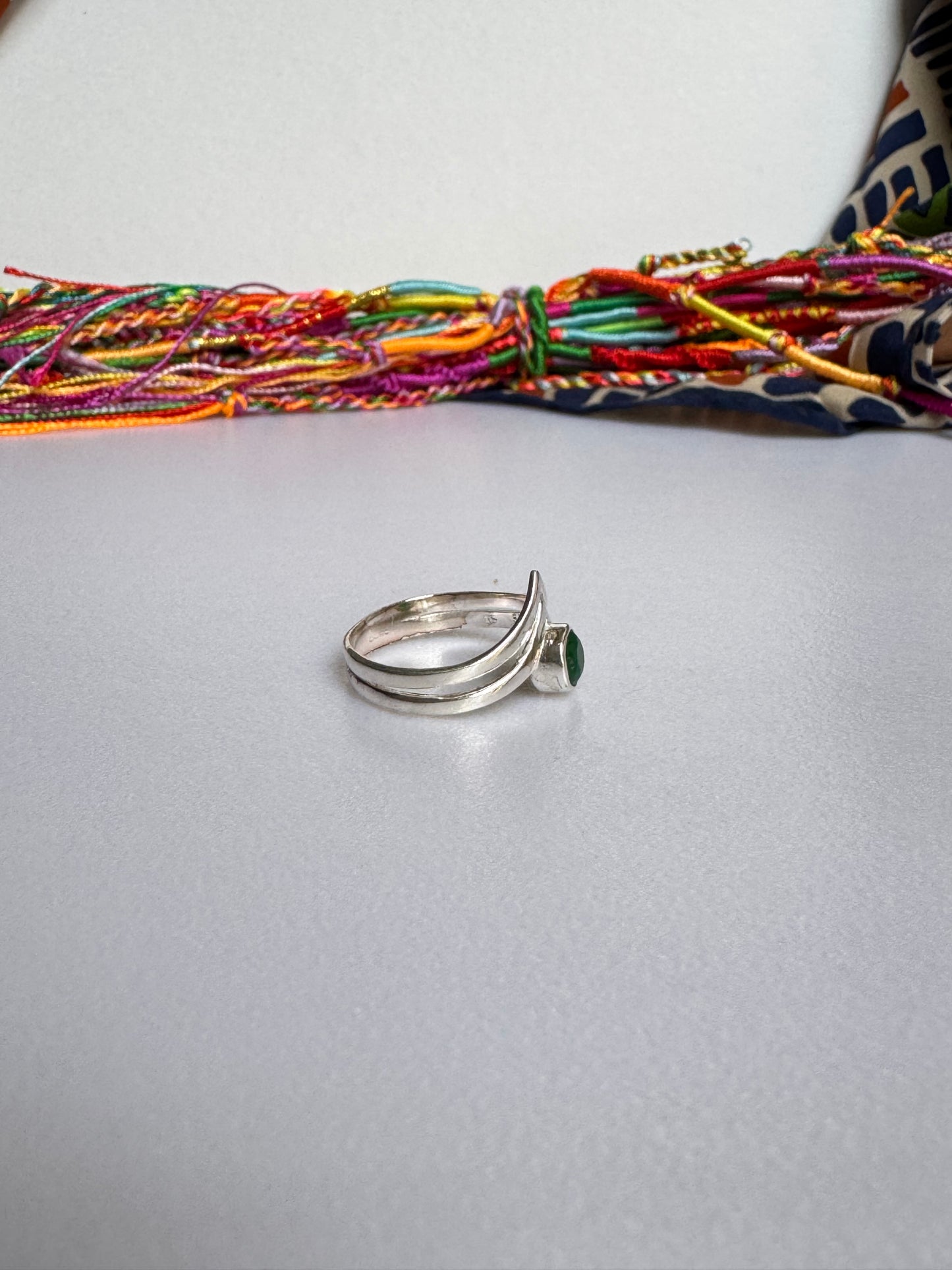 Anello argento 925 onice verde misura 17 M13