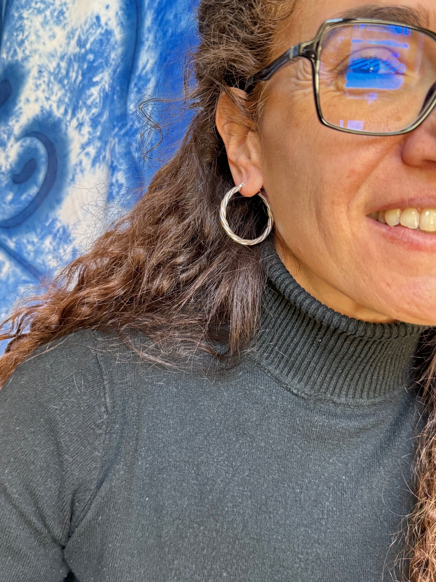 925 T14 silver shaped circle earrings