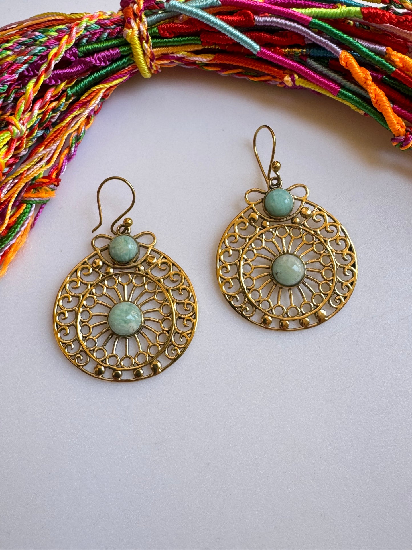 Orecchini boho dorato celeste