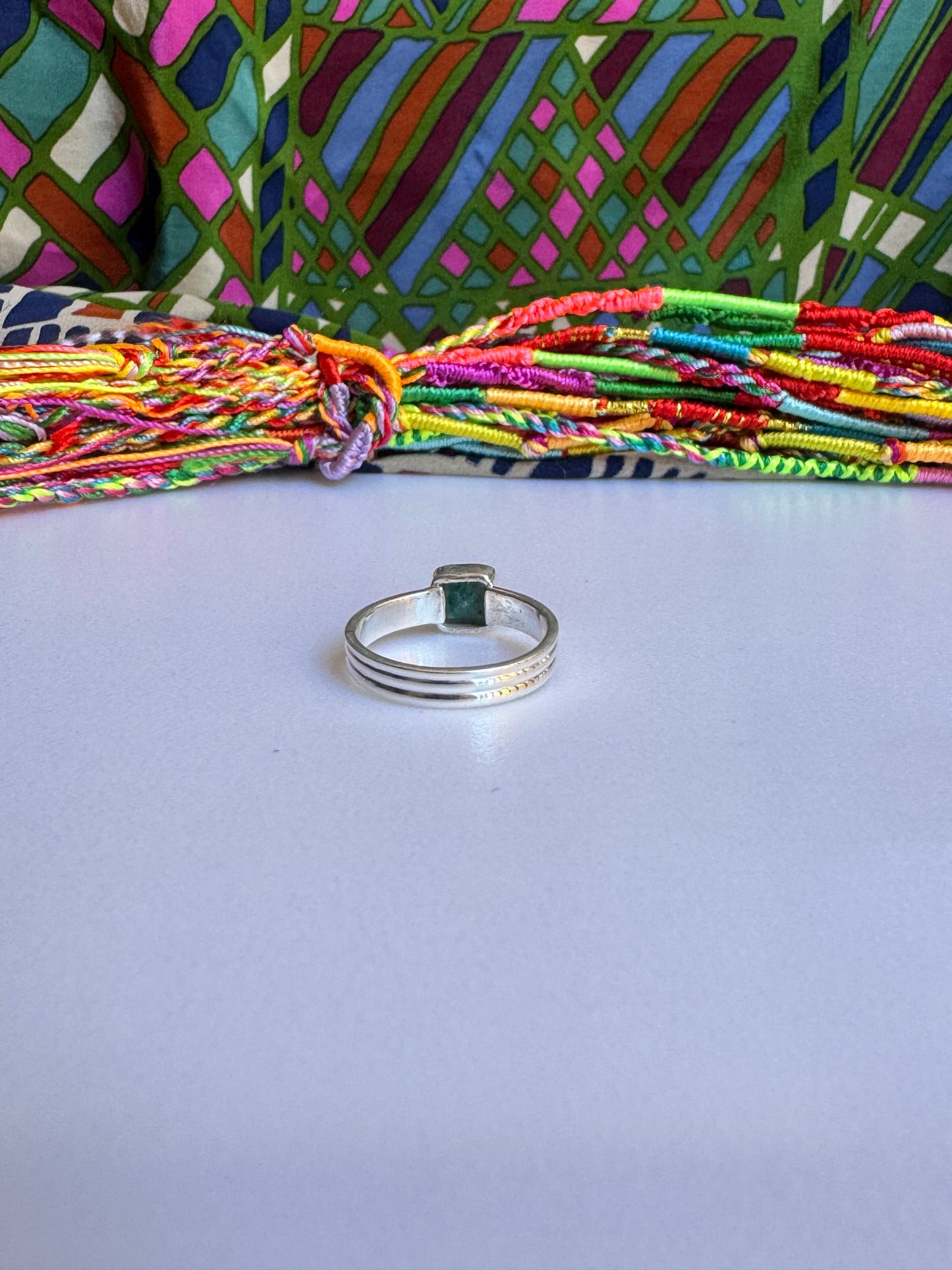 925 silver ring with green aventurine, size 20/21 - G55