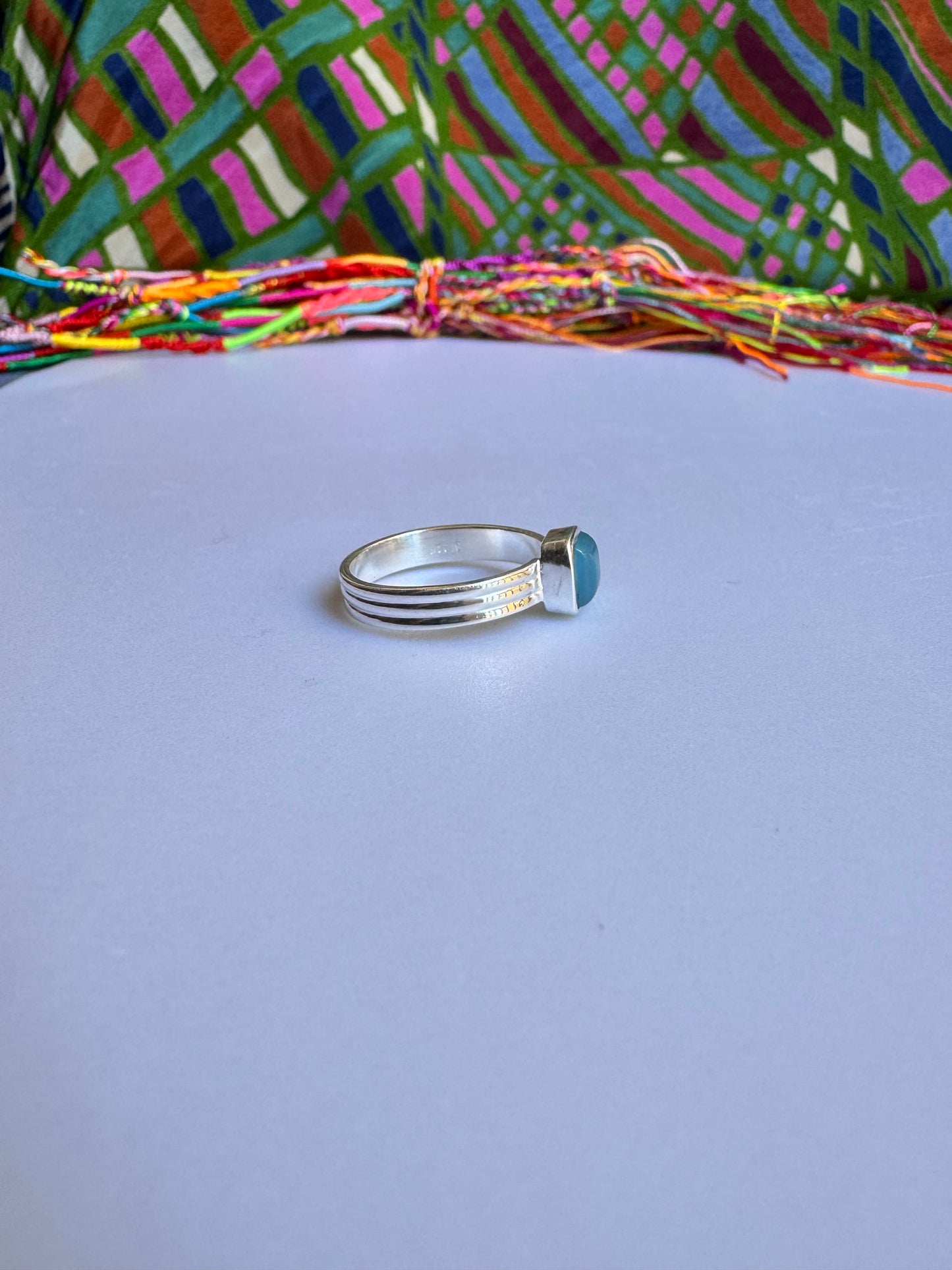 925 silver chalcedony ring size 19/20 T72