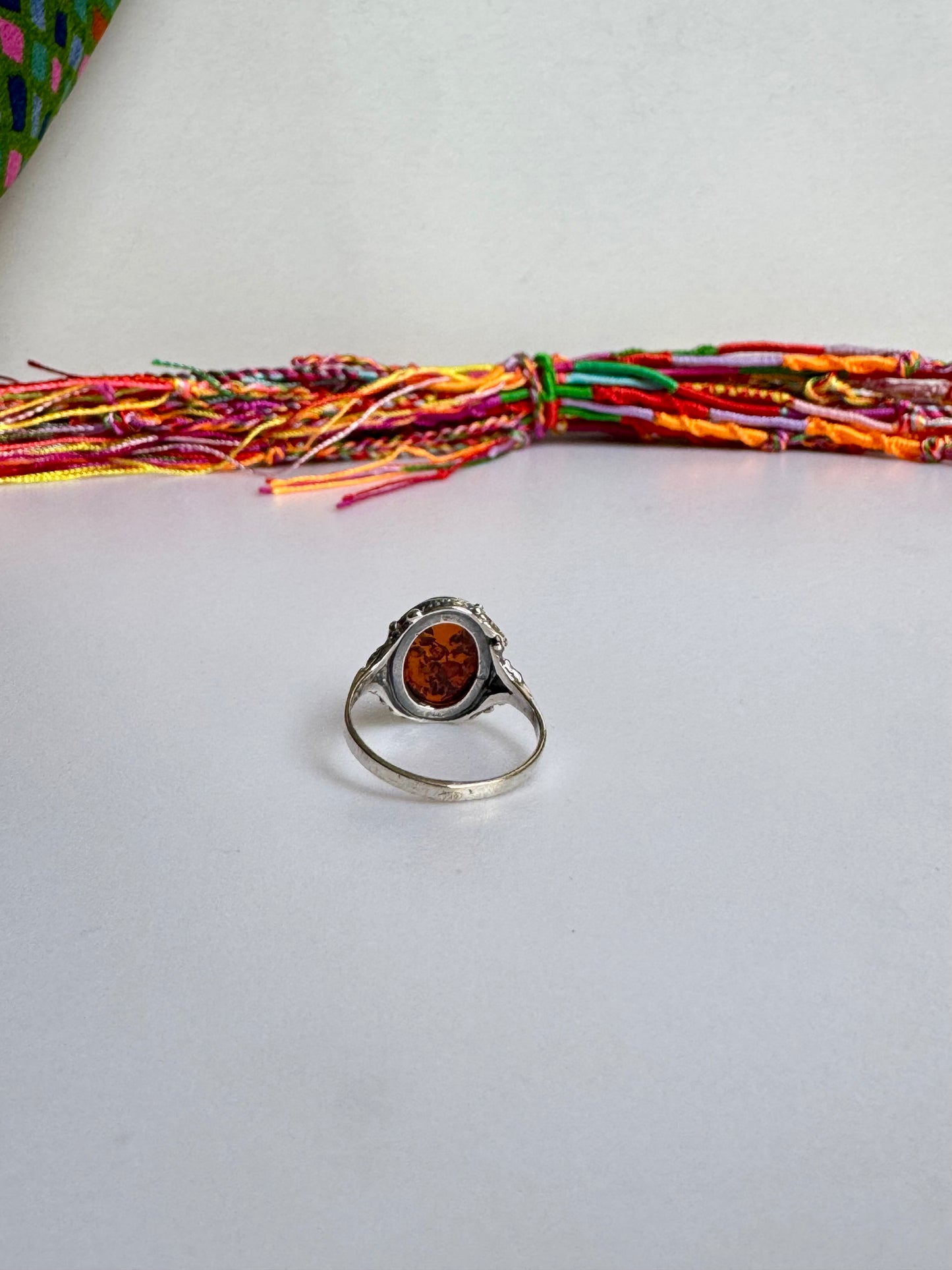 Anello argento 925 ambra misura 18/19 - 26AMB