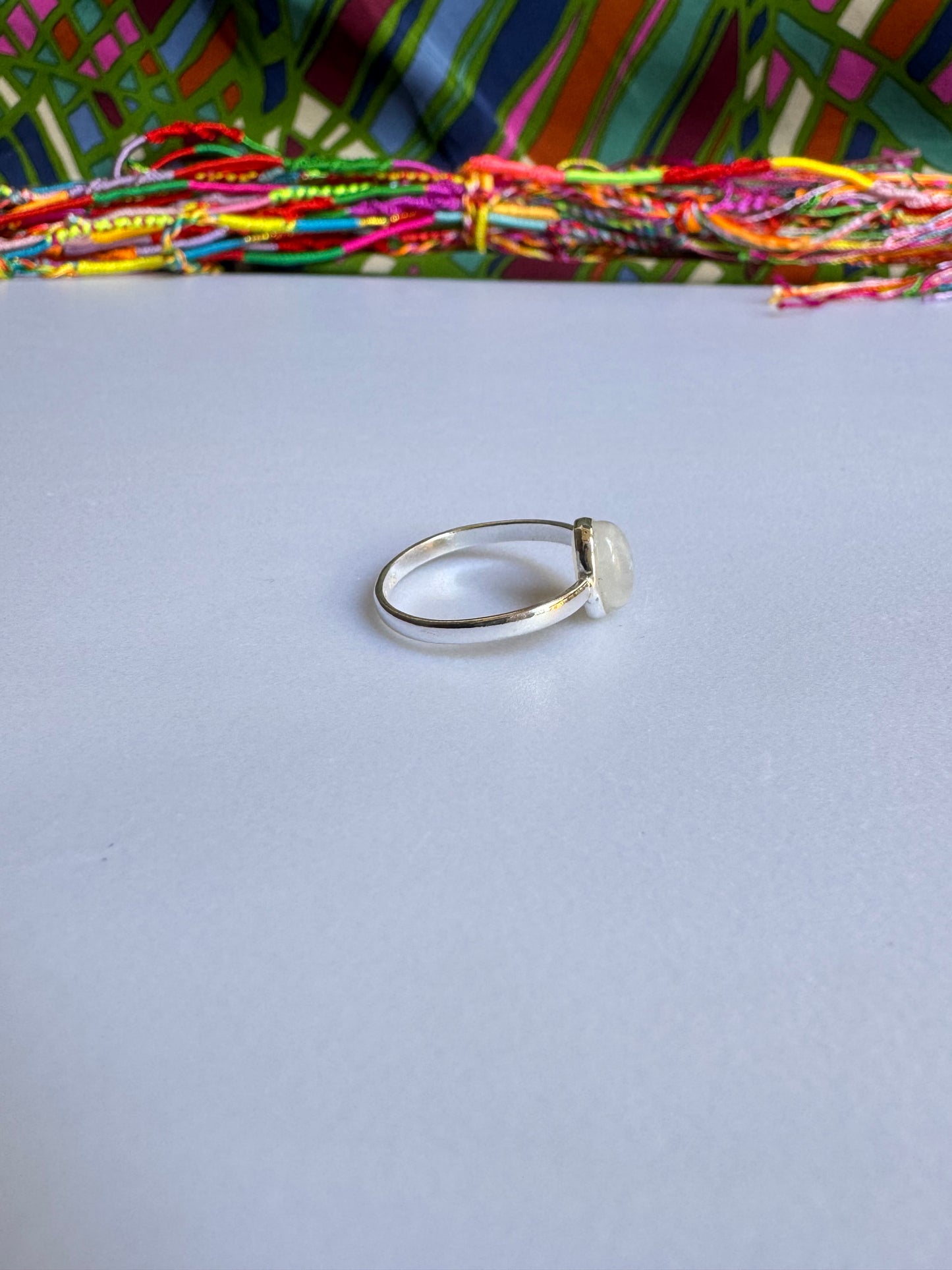 Anello argento 925 Pietra di luna arcobaleno misura 10 - G14