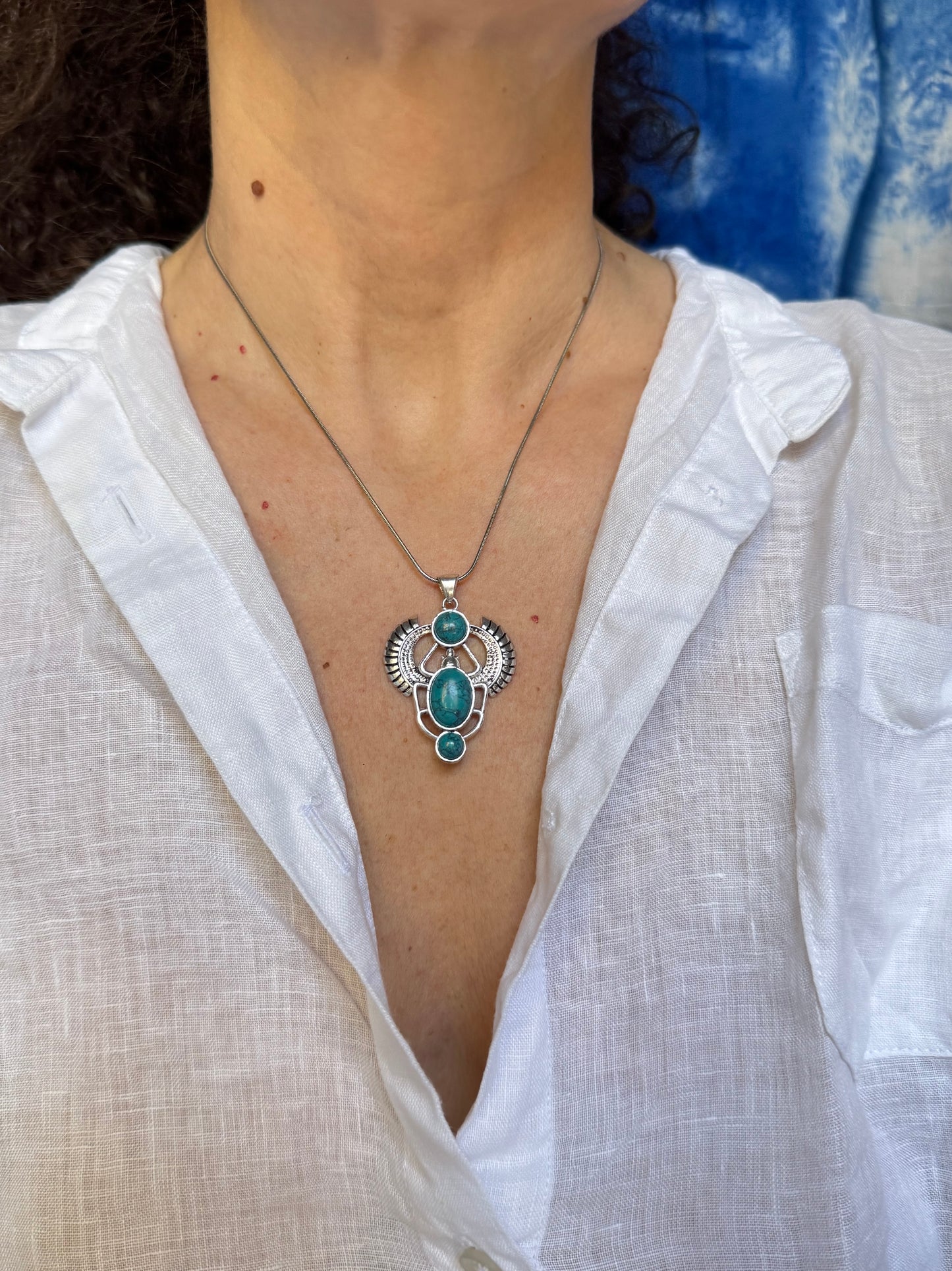 Ciondolo boho argentato howlite