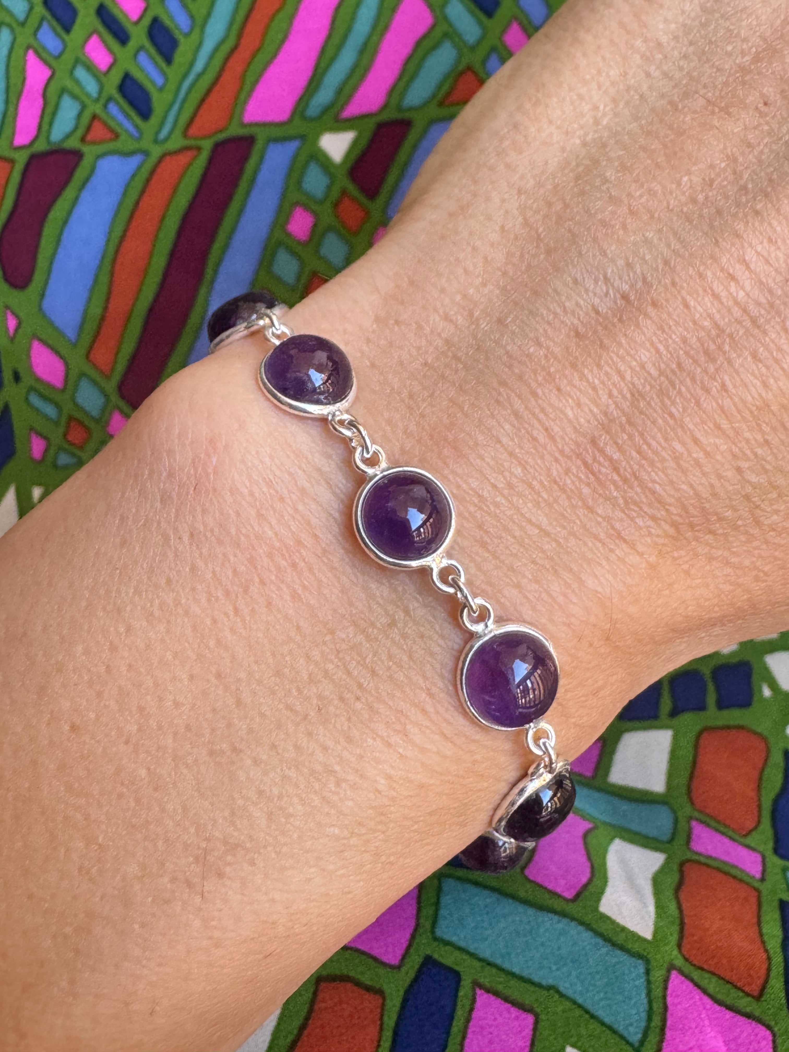 Glanzstücke München Bracciale A Catena Donna In Argento 925 Con Ametista – Boho Style, Rodinato, Viola - 4