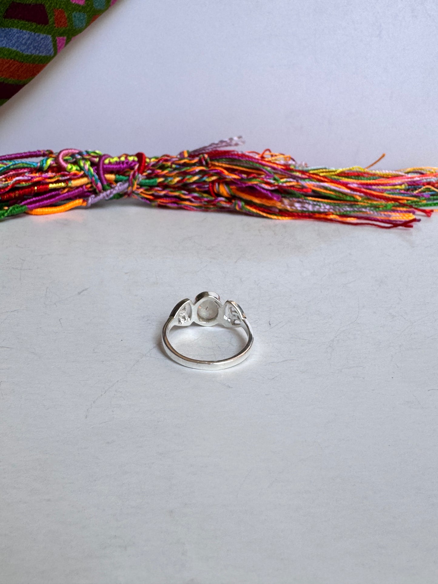 Anello argento 925 opale bianca misura 18 12OP
