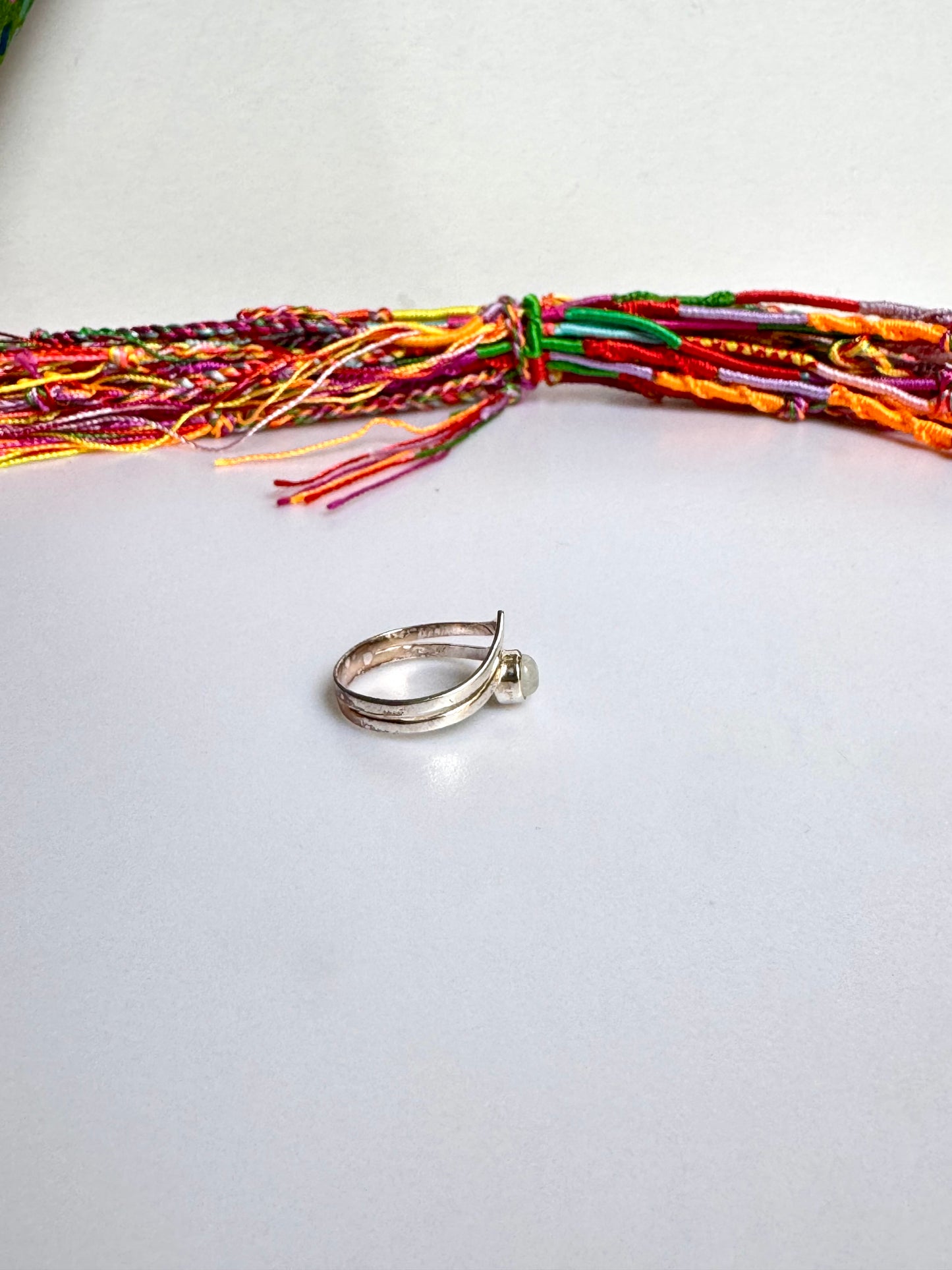 Anello argento 925 Pietra di luna arcobaleno misura 19/20 - 11SZ