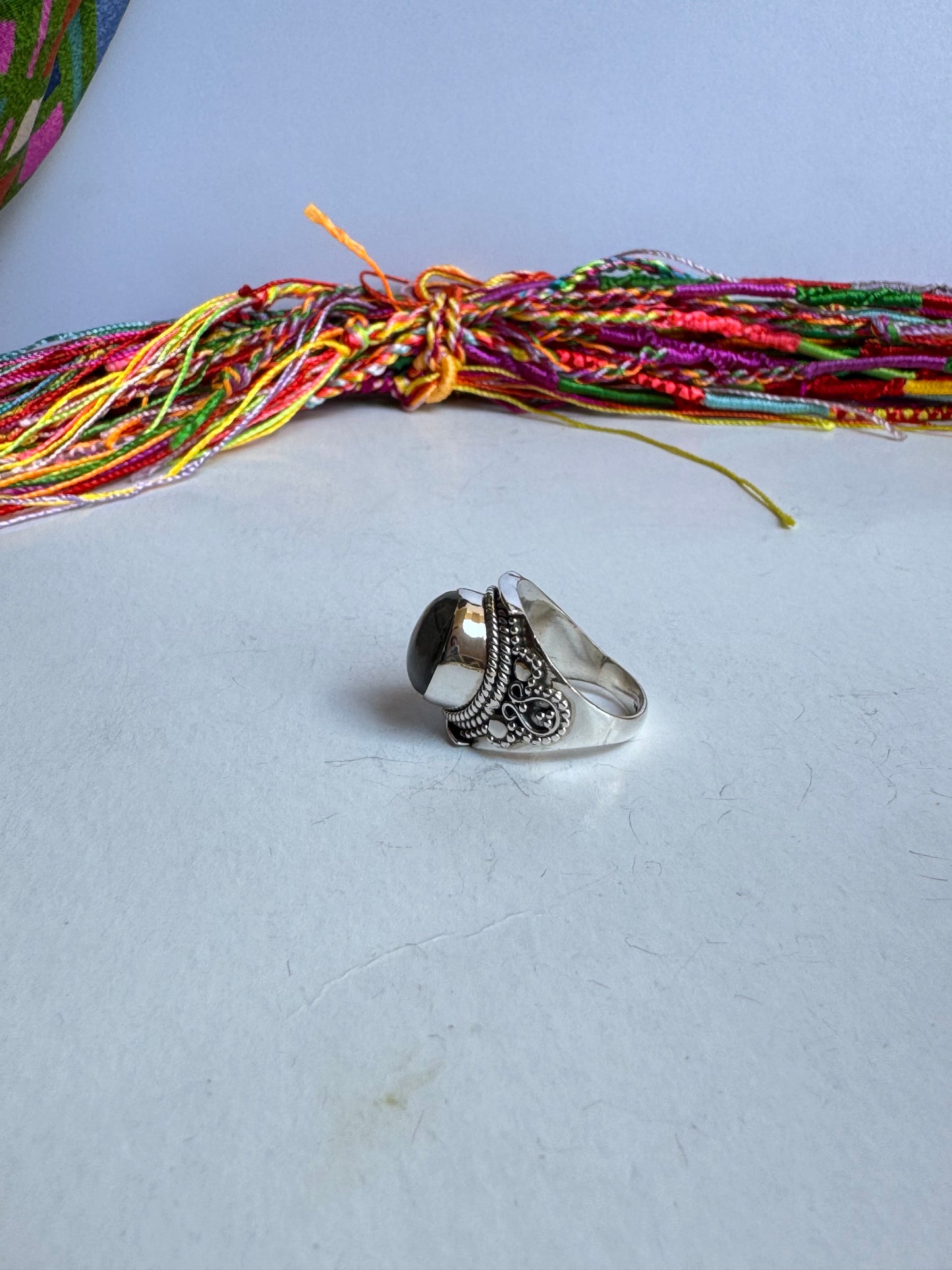 Anello argento 925 labradorite misura 12/13 - 14LAB