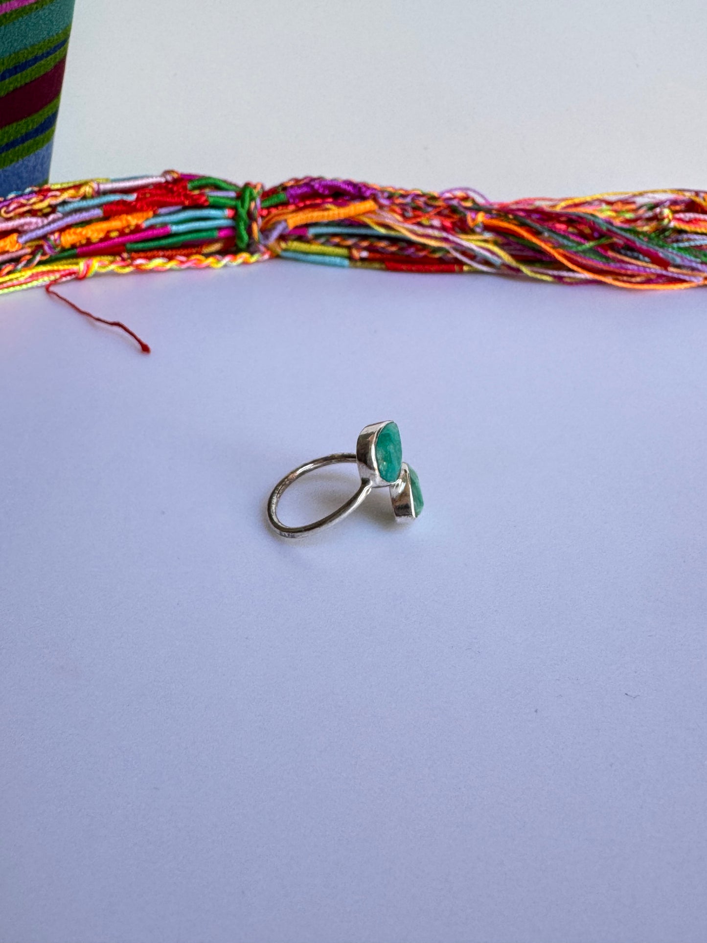 Anello argento 925 radice di smeraldo regolabile misura 15 M9