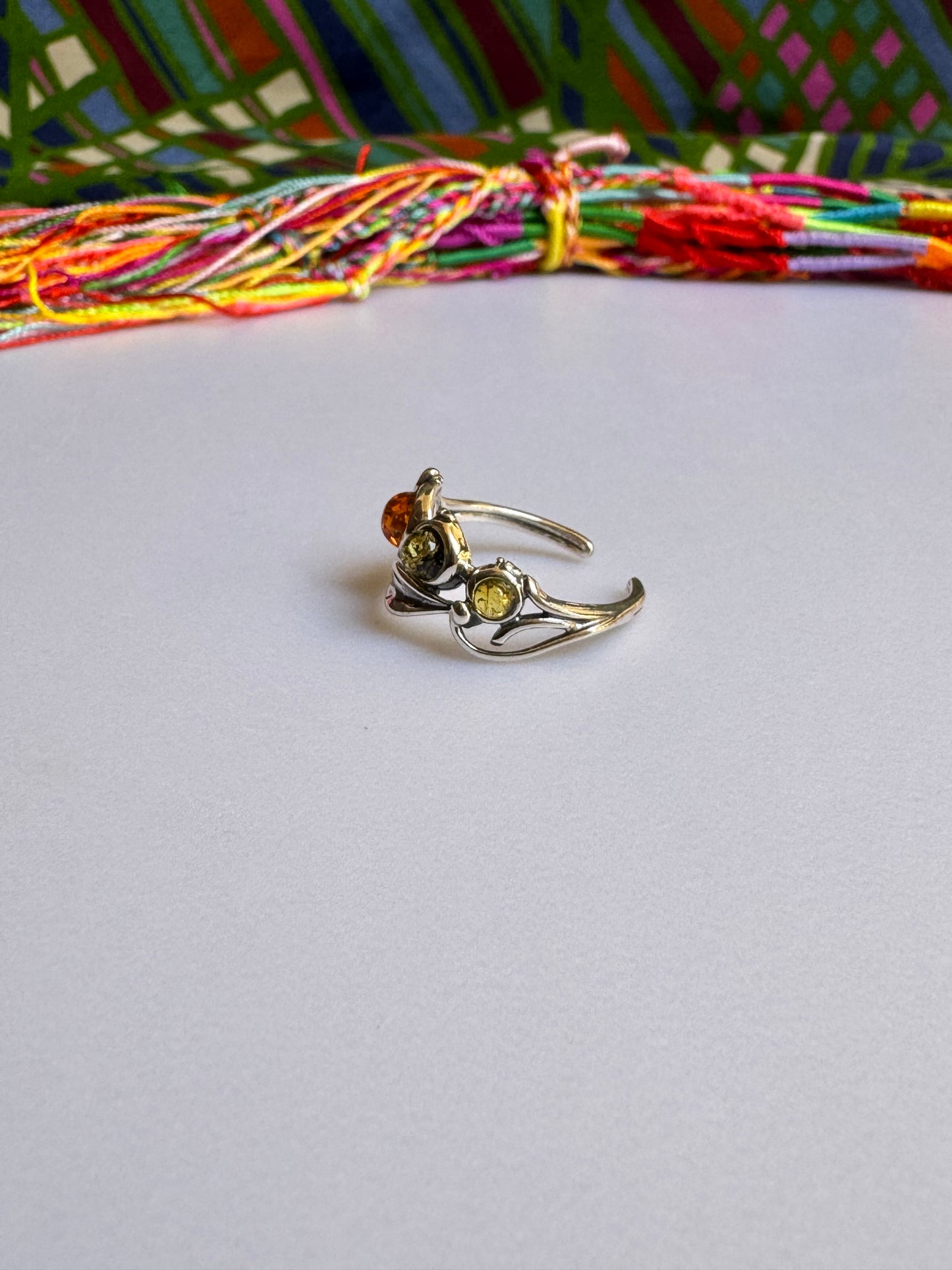 925 silver amber ring size 14 21A