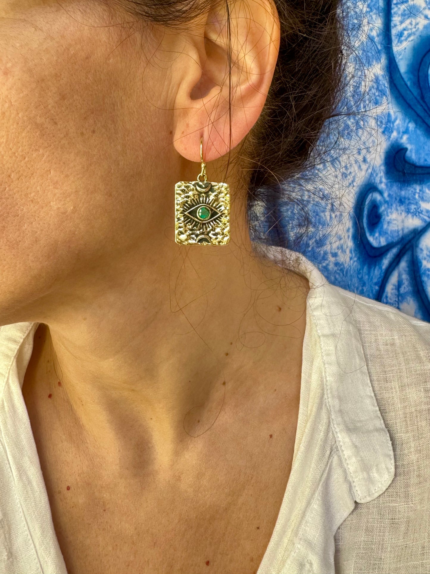 Orecchini boho dorato verde