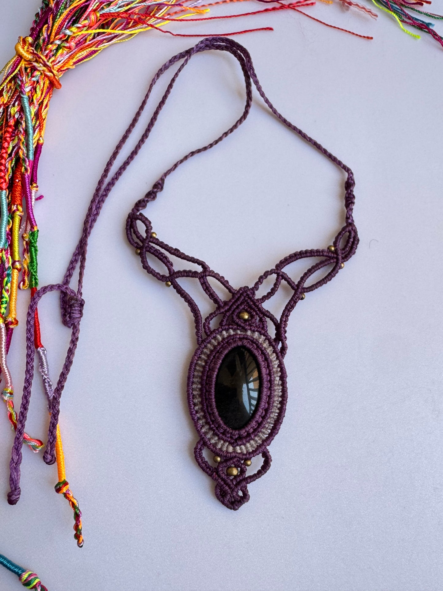 Collana macramè calcedonio nero D