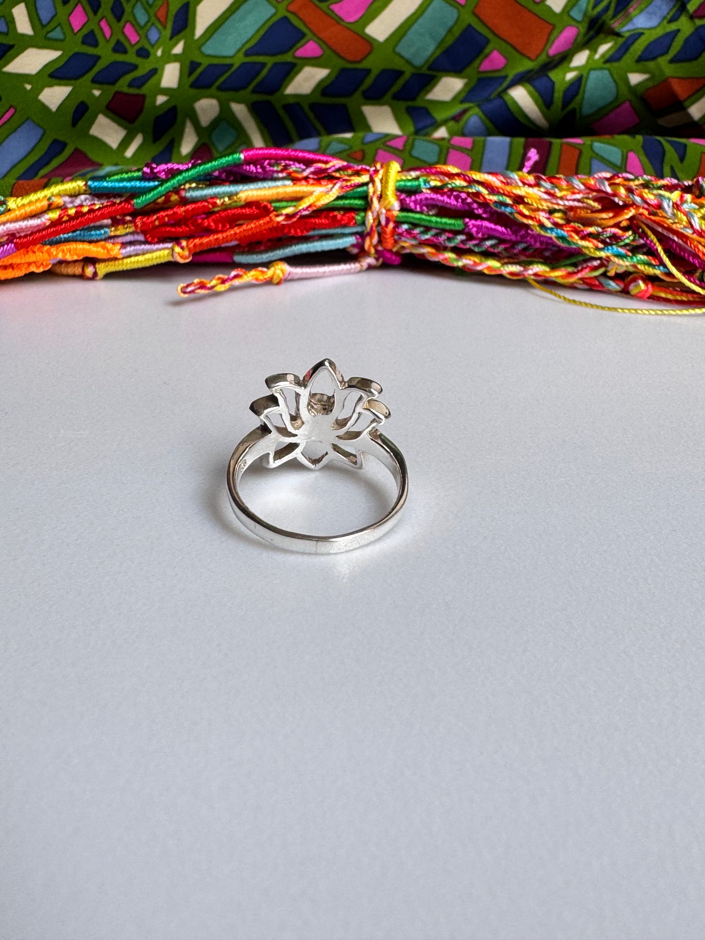 Silberring aus Korallenpaste, Größe 19 – F7