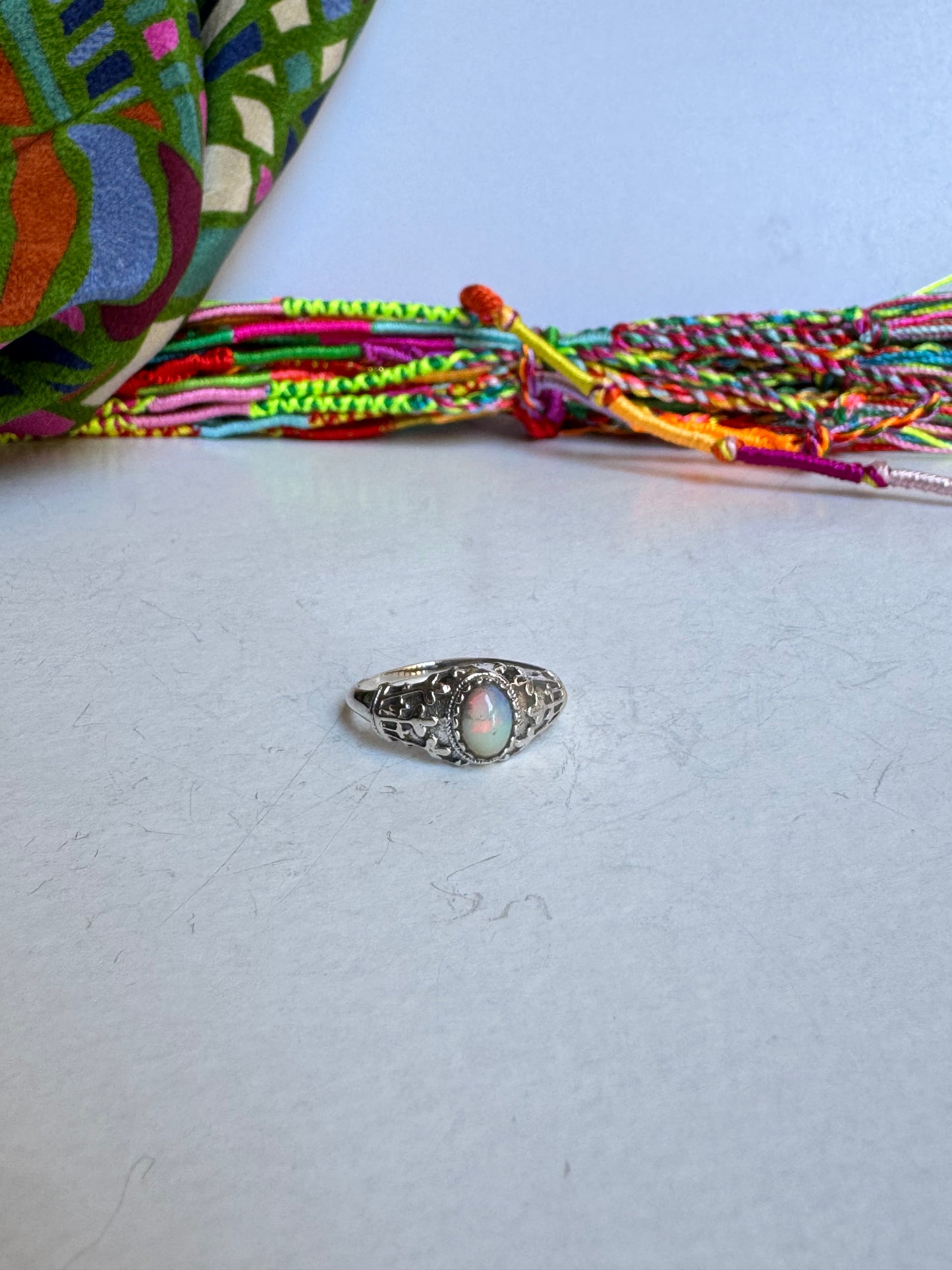 Anello argento 925 opale bianca misura 19 - 1OP