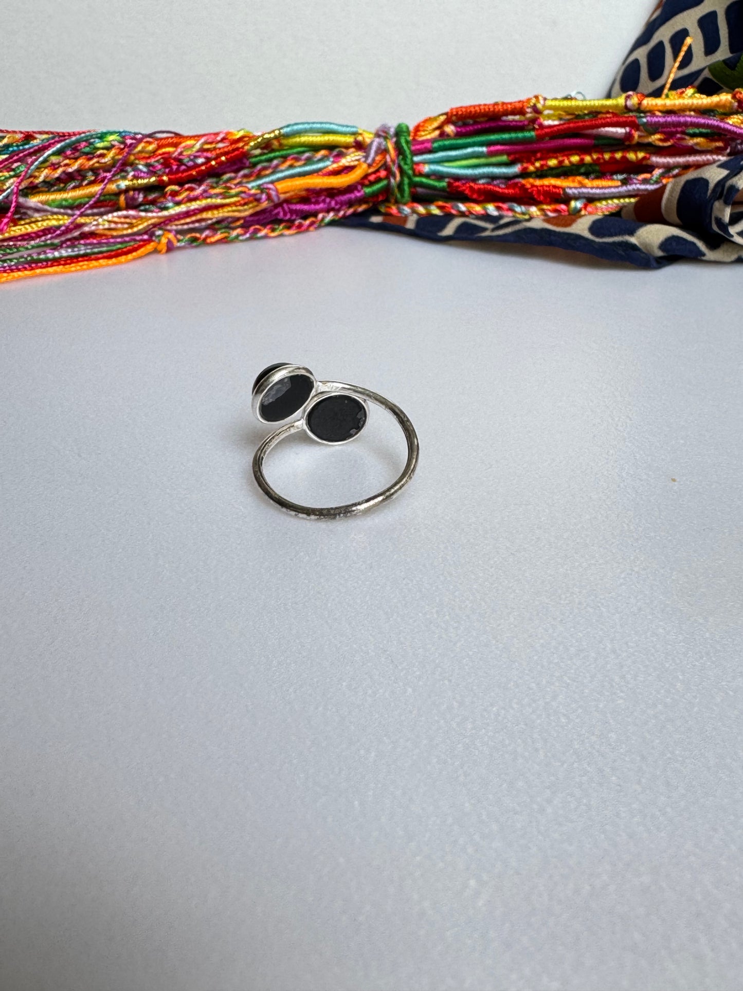 Anello argento 925 onice nero regolabile da misura 19 - 6ON