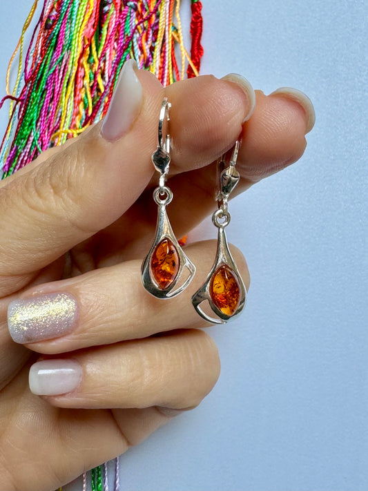 925 silver amber earrings 13AM