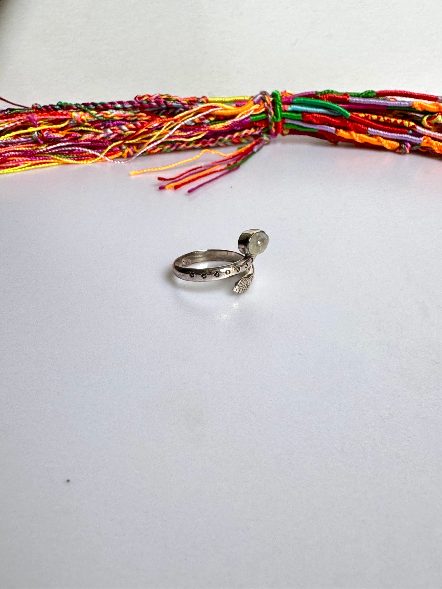 Anello argento 925 Pietra di luna arcobaleno regolabile misura 16 - 15SZ