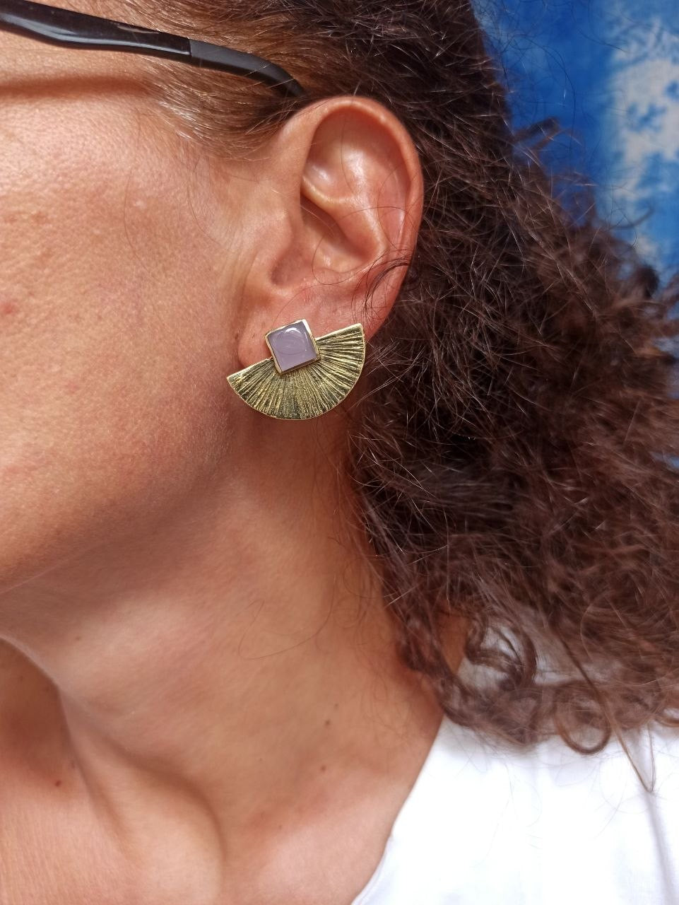 Orecchini boho dorato rosa