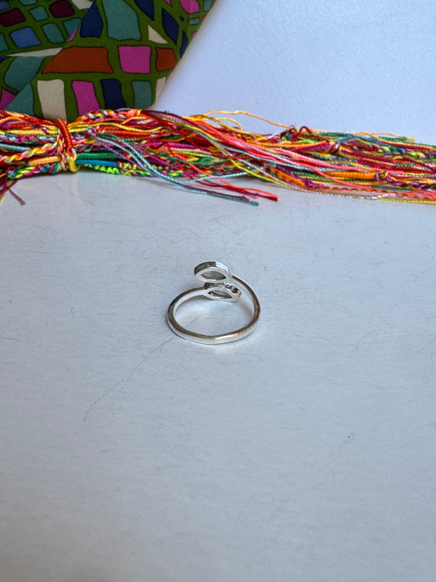 Anello boho argentato pietra di luna