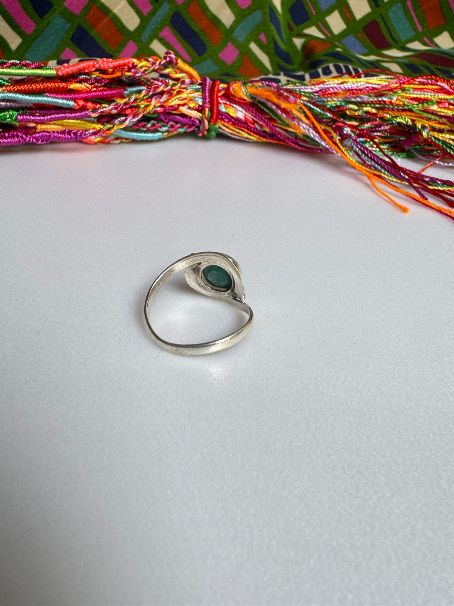 925 silver ring with emerald root, size 17 - 2RS