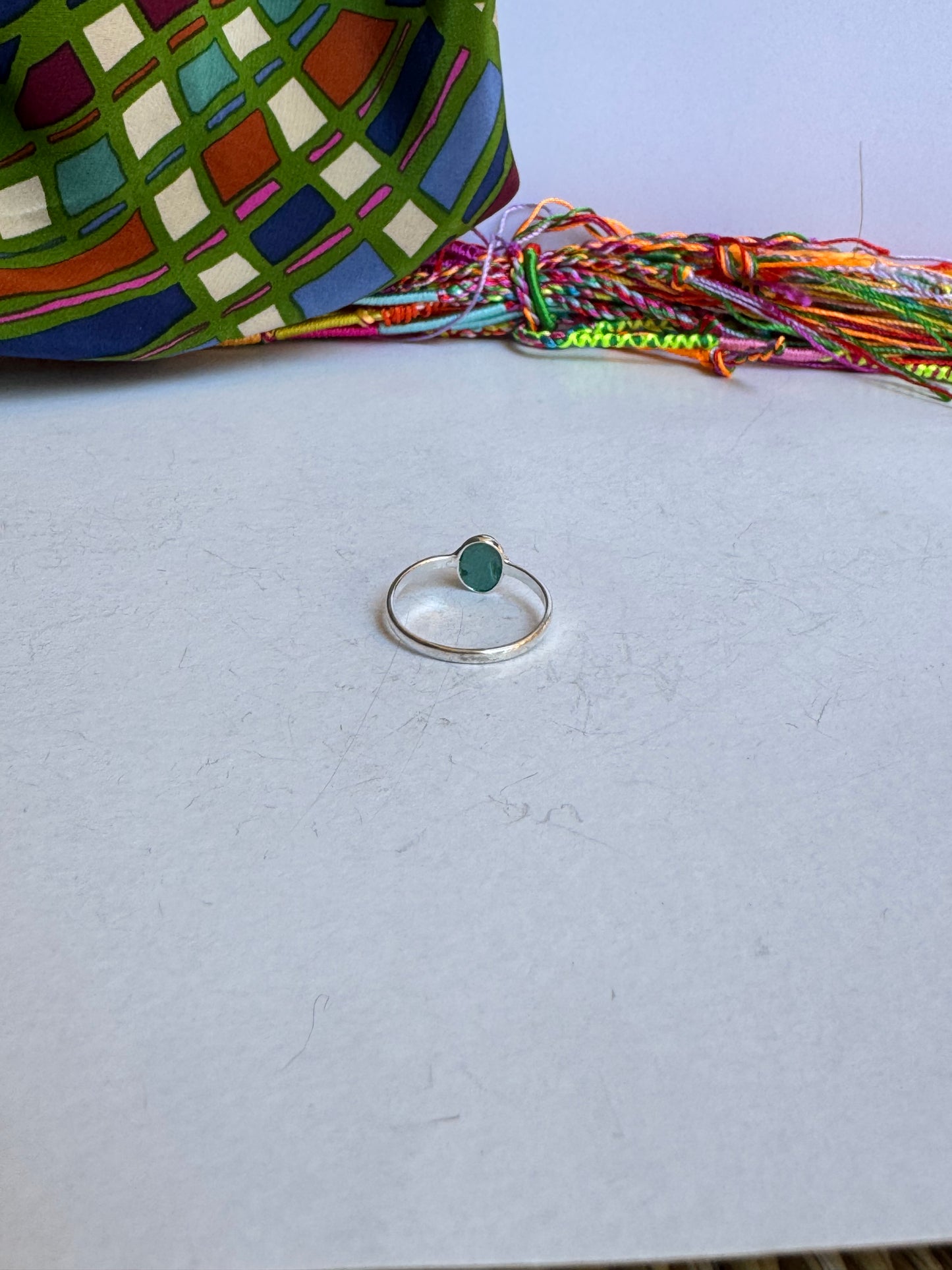 Anello argento 925 malachite misura 20 9WE difettato