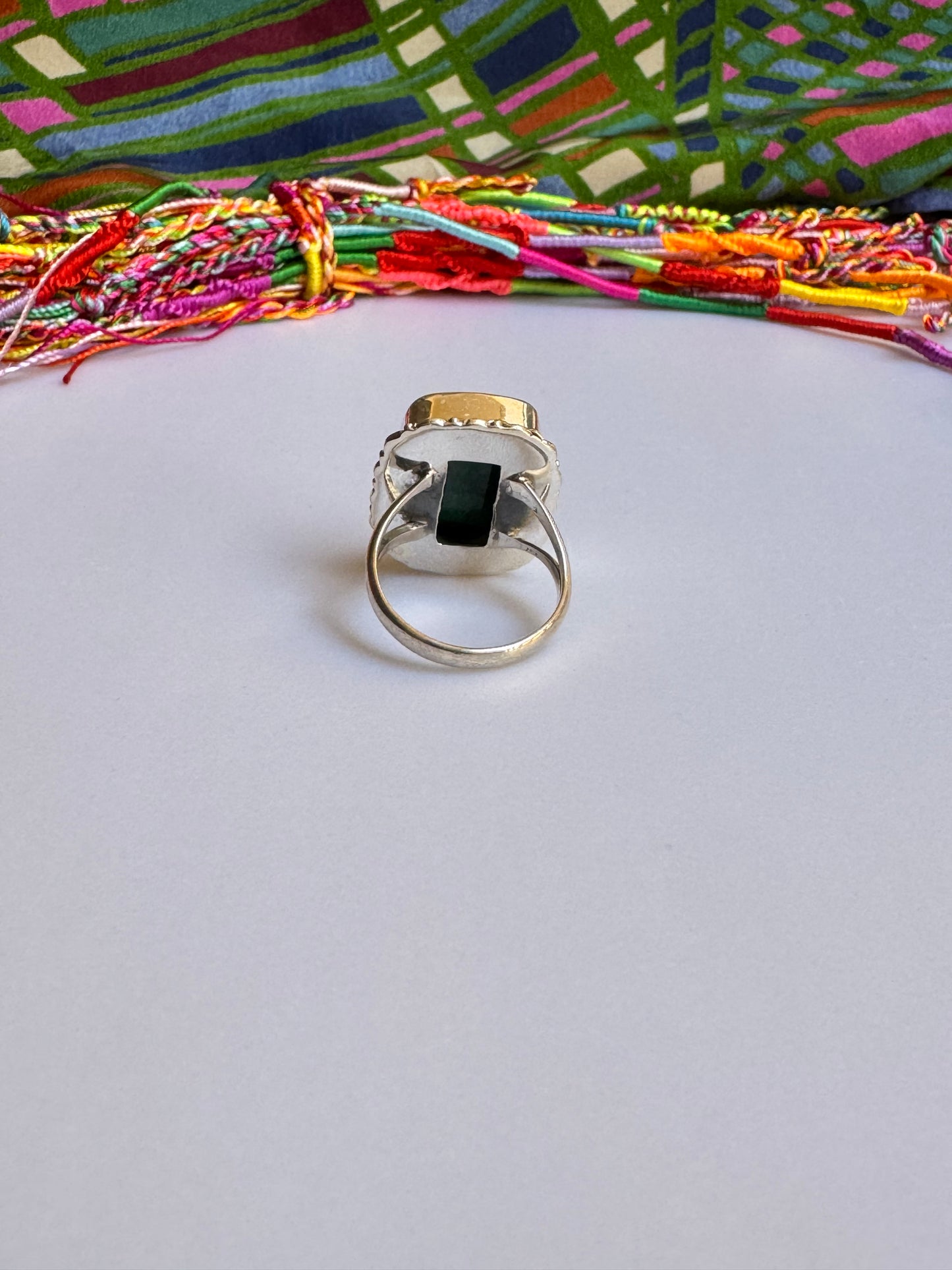 Anello argento 925 radice di smeraldo misura 17/18 - X26