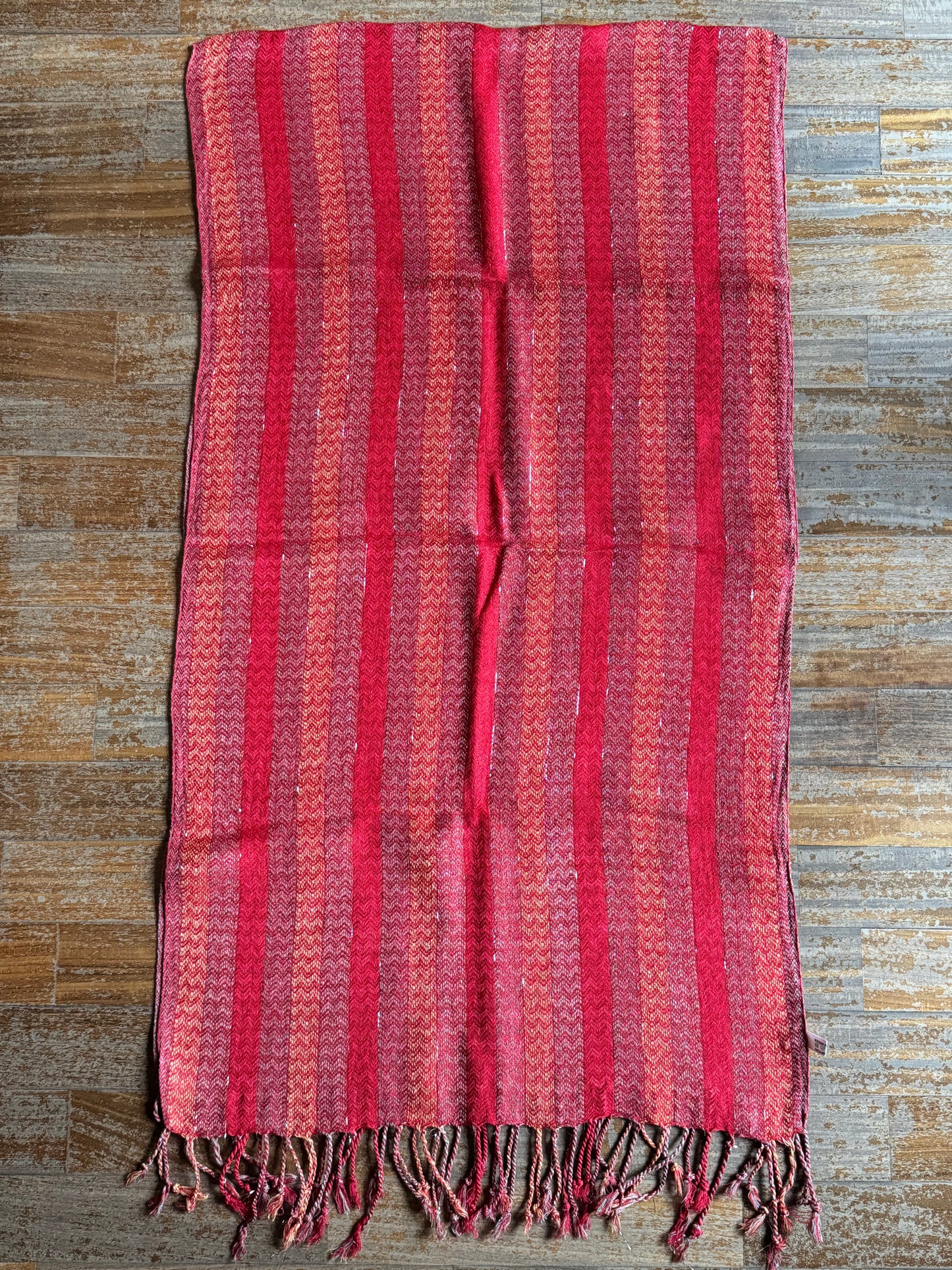 Pashmina scarf stole India fuchsia red and light blue