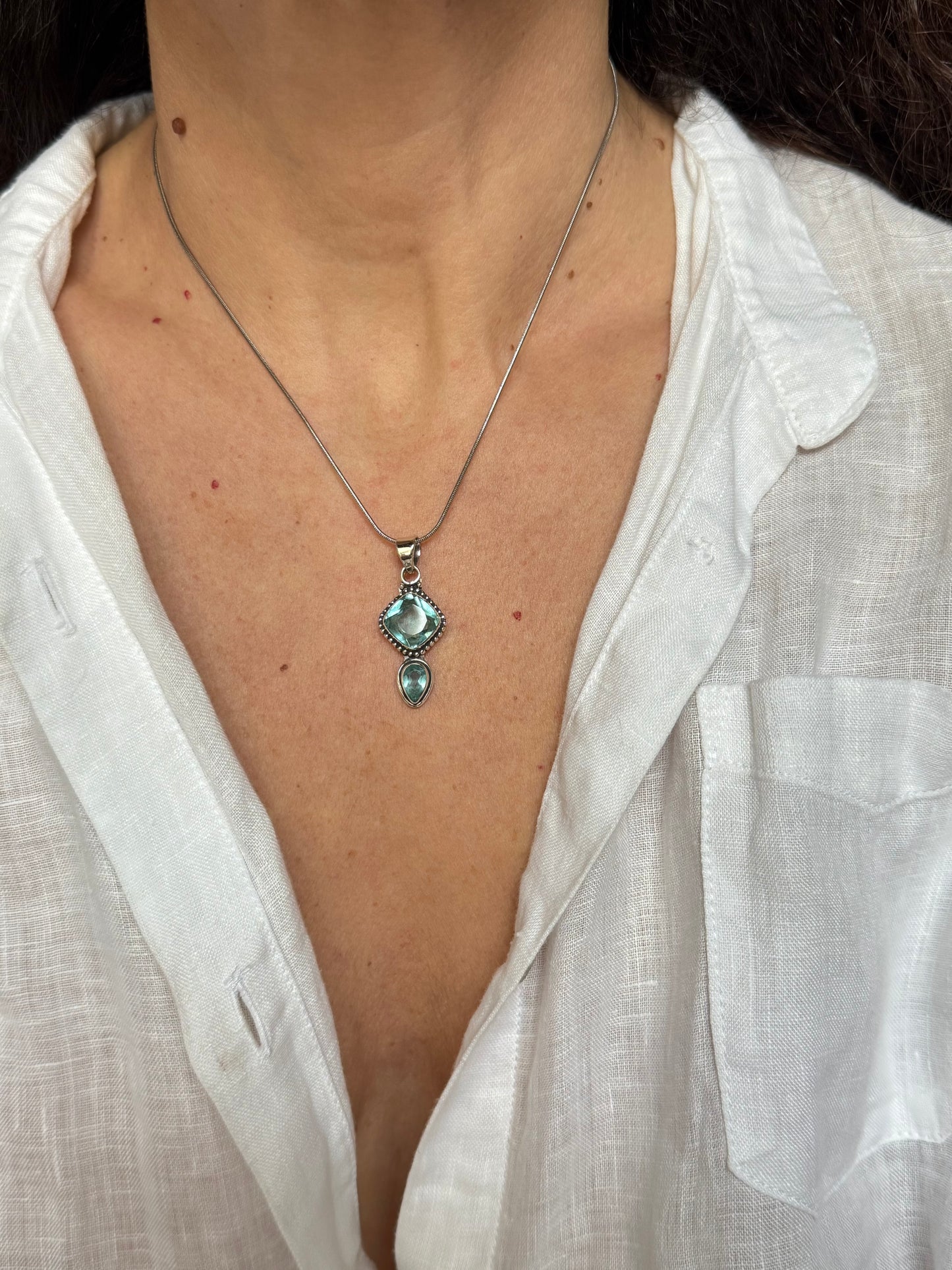 Ciondolo argento 925 acquamarina V13