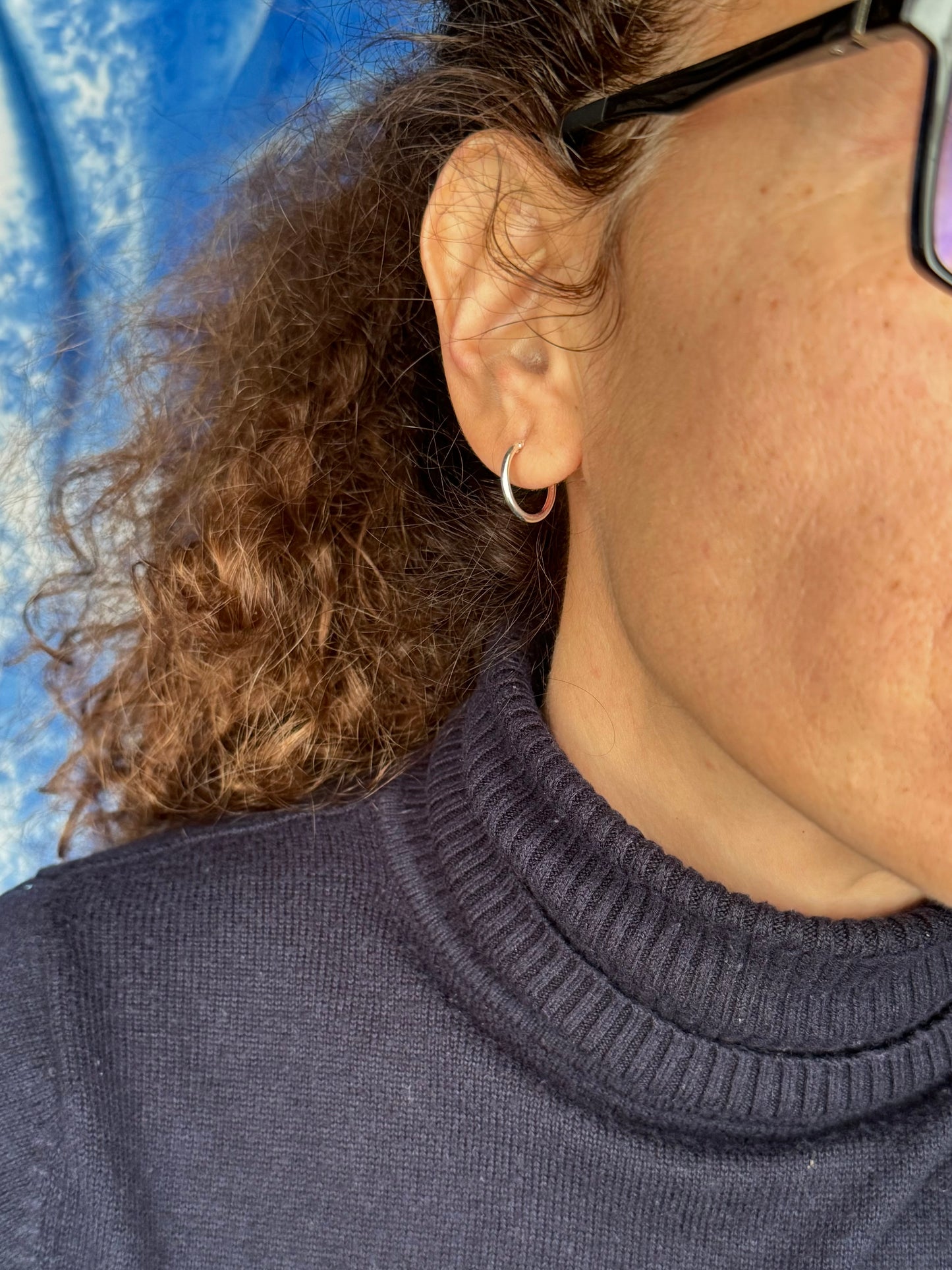 Single earring smooth circle 1.5cm 925 silver W7