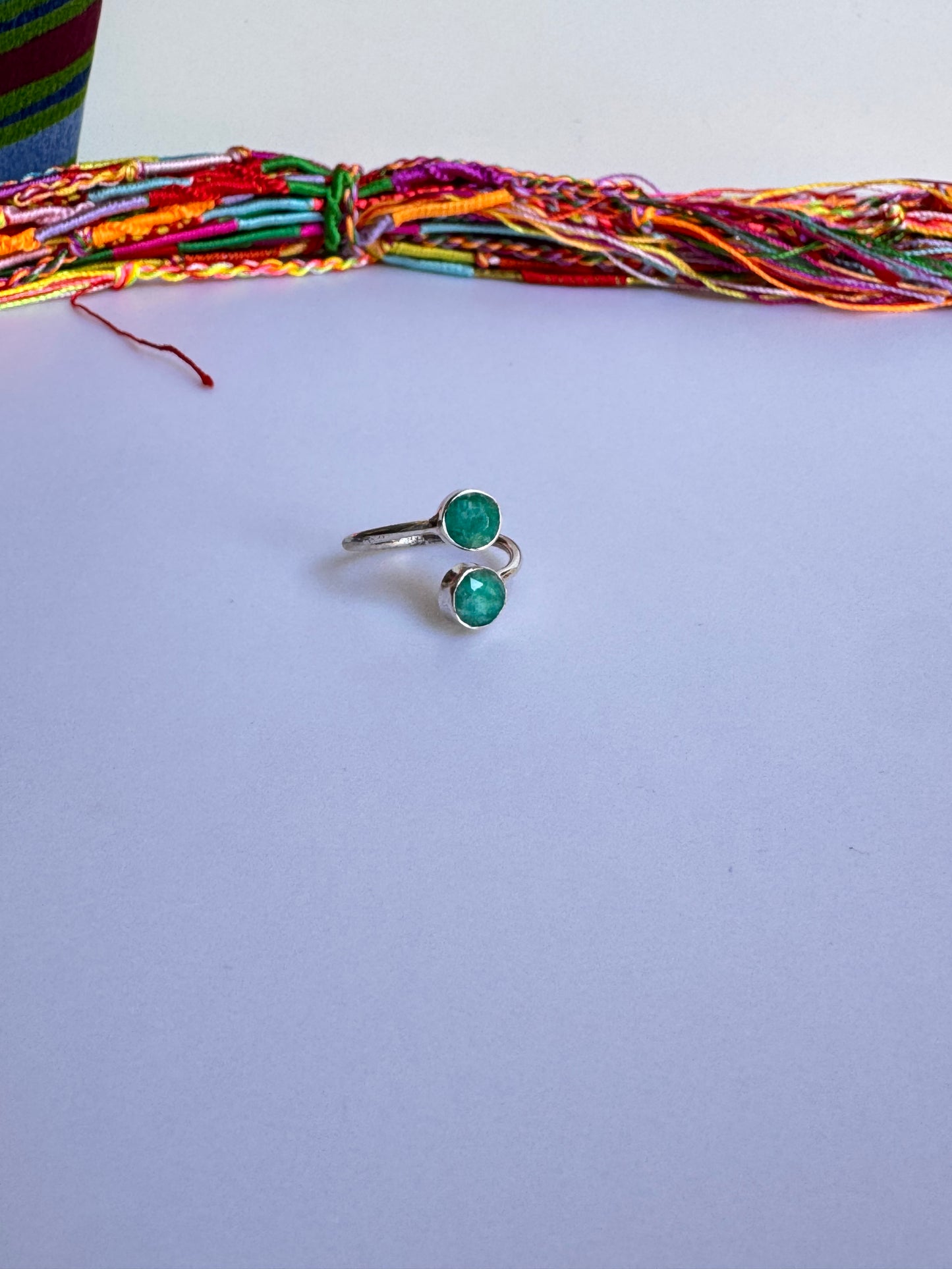 Anello argento 925 radice di smeraldo regolabile misura 16 M10