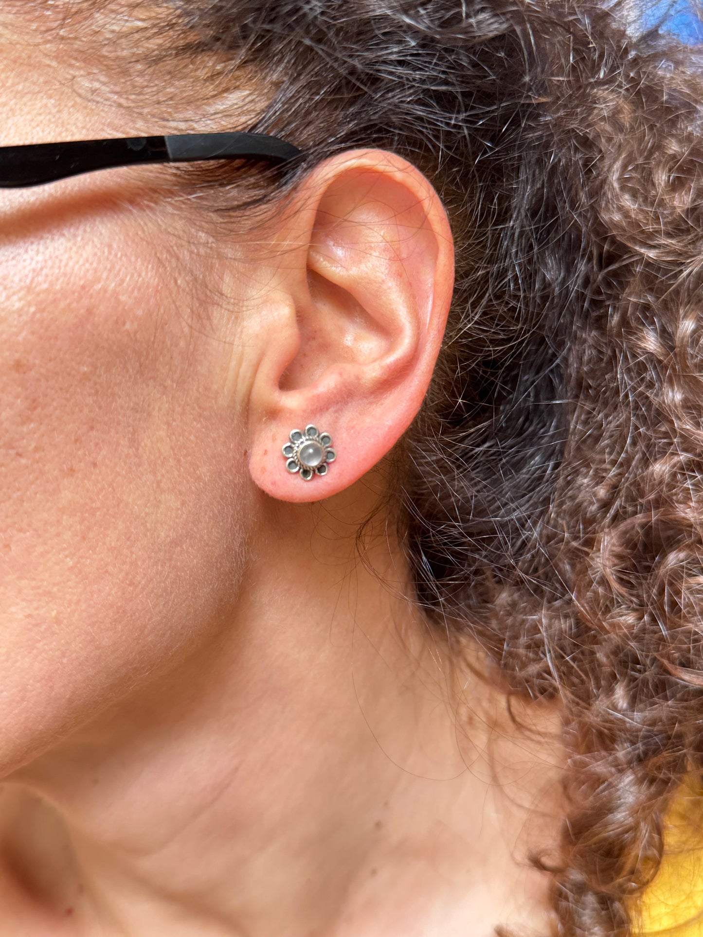 925 silver mini lobe earrings with rose quartz